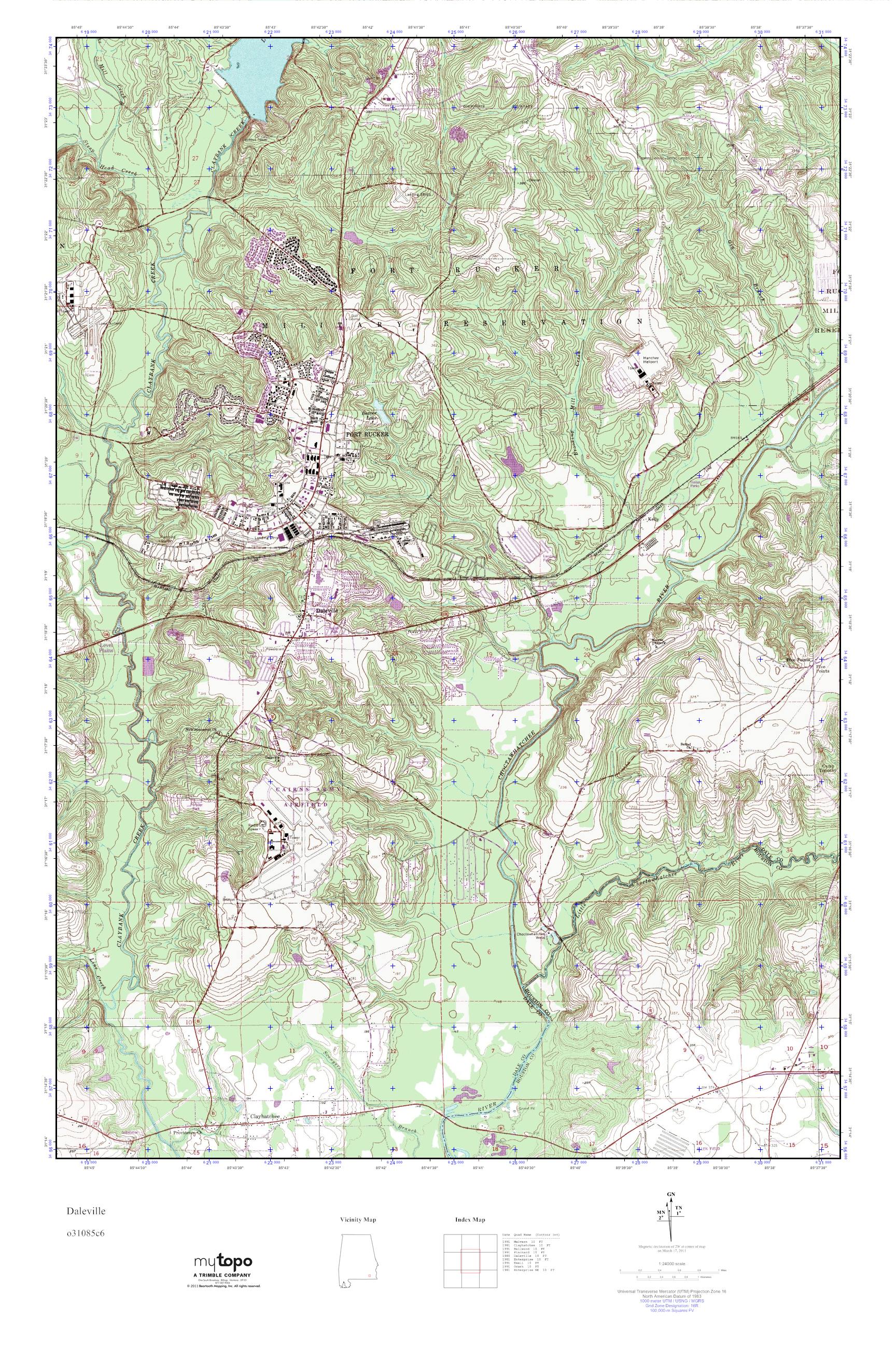 MyTopo Daleville, Alabama USGS Quad Topo Map