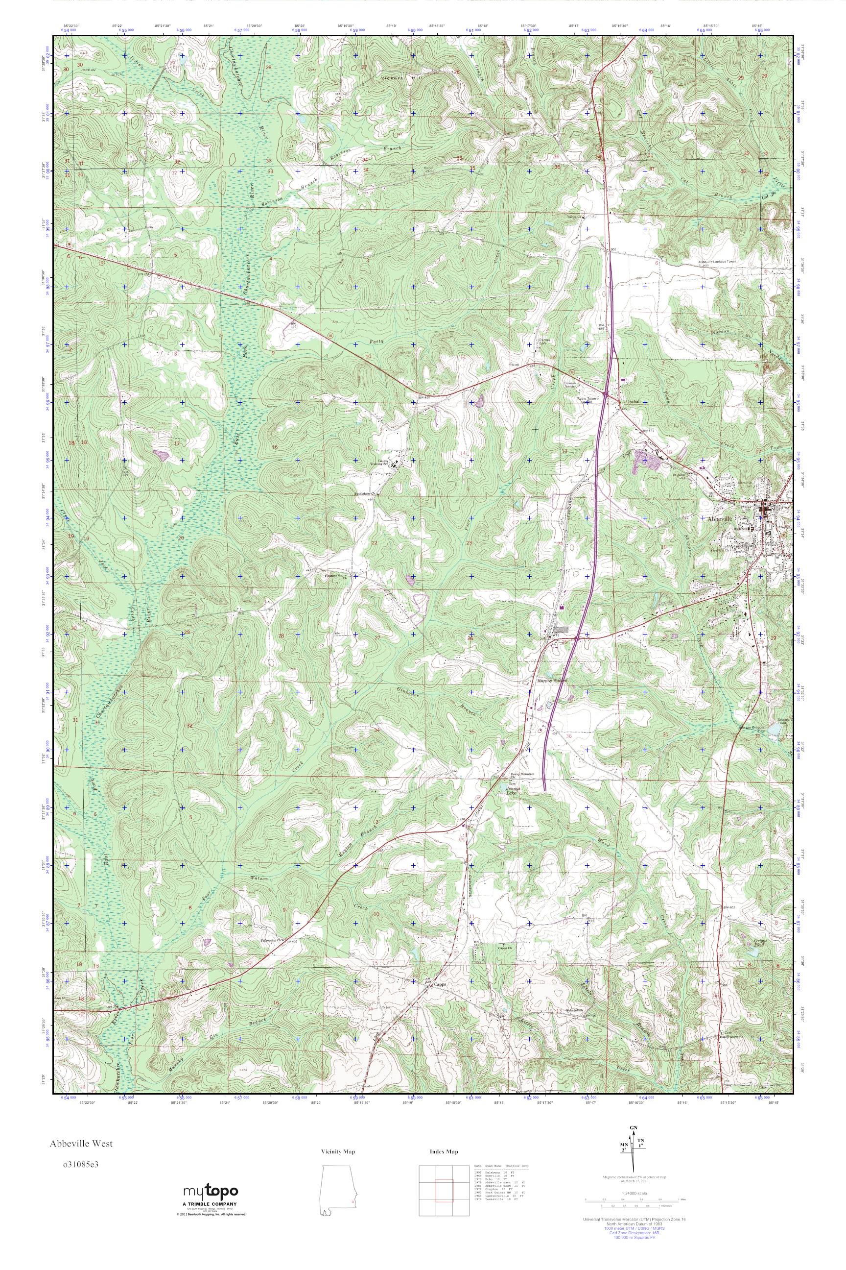 MyTopo Abbeville West, Alabama USGS Quad Topo Map