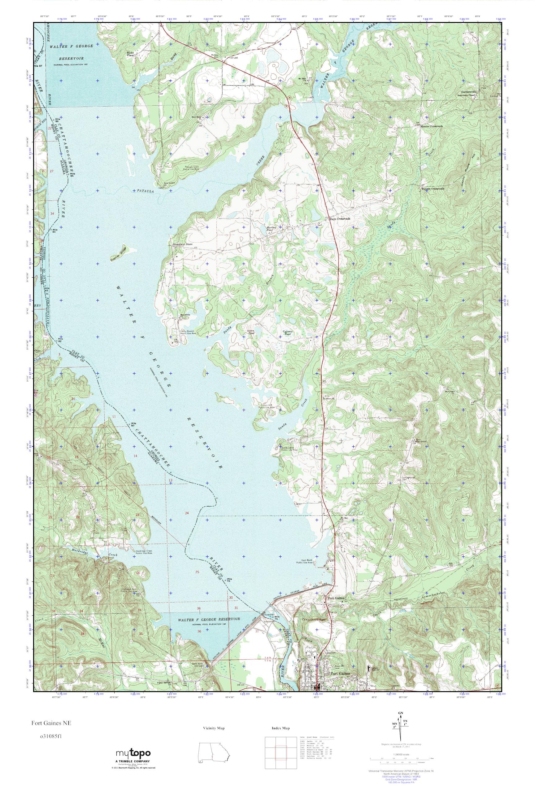 MyTopo Fort Gaines NE, USGS Quad Topo Map