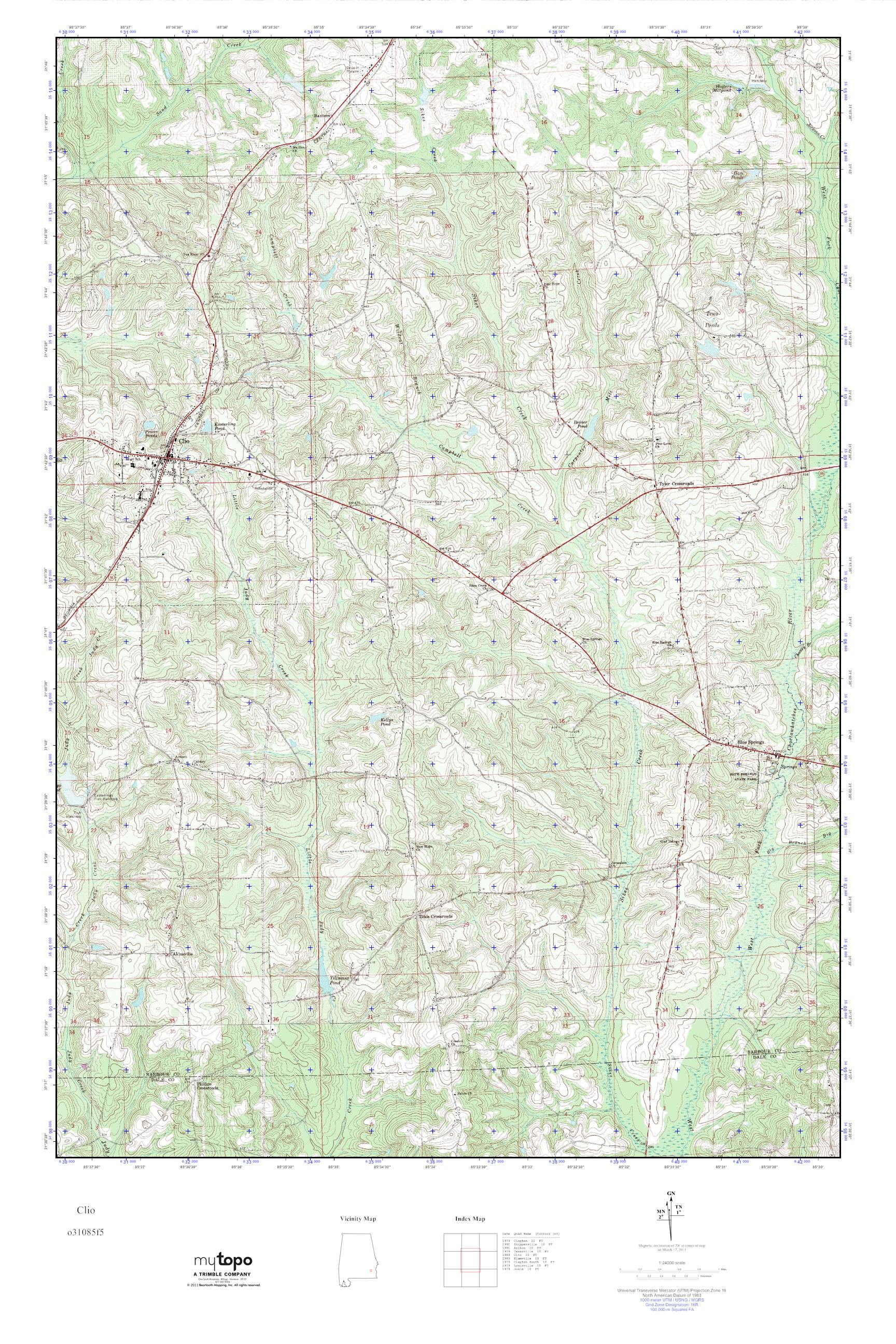 MyTopo Clio, Alabama USGS Quad Topo Map