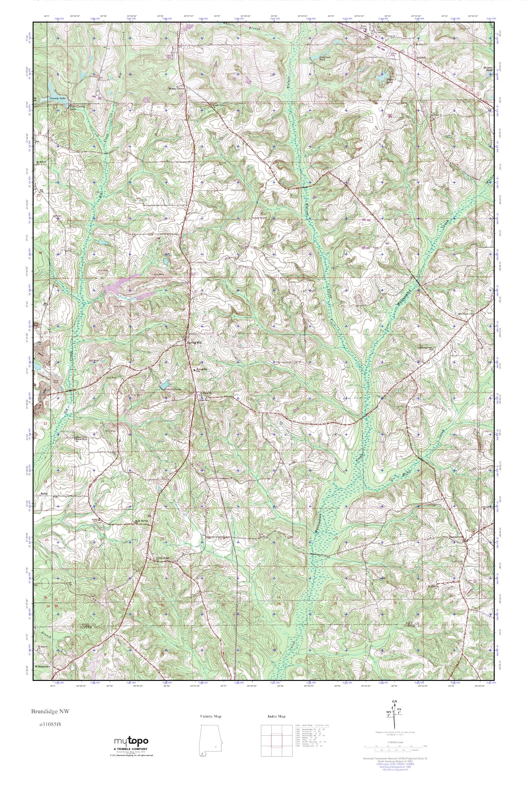 MyTopo Brundidge NW, Alabama USGS Quad Topo Map
