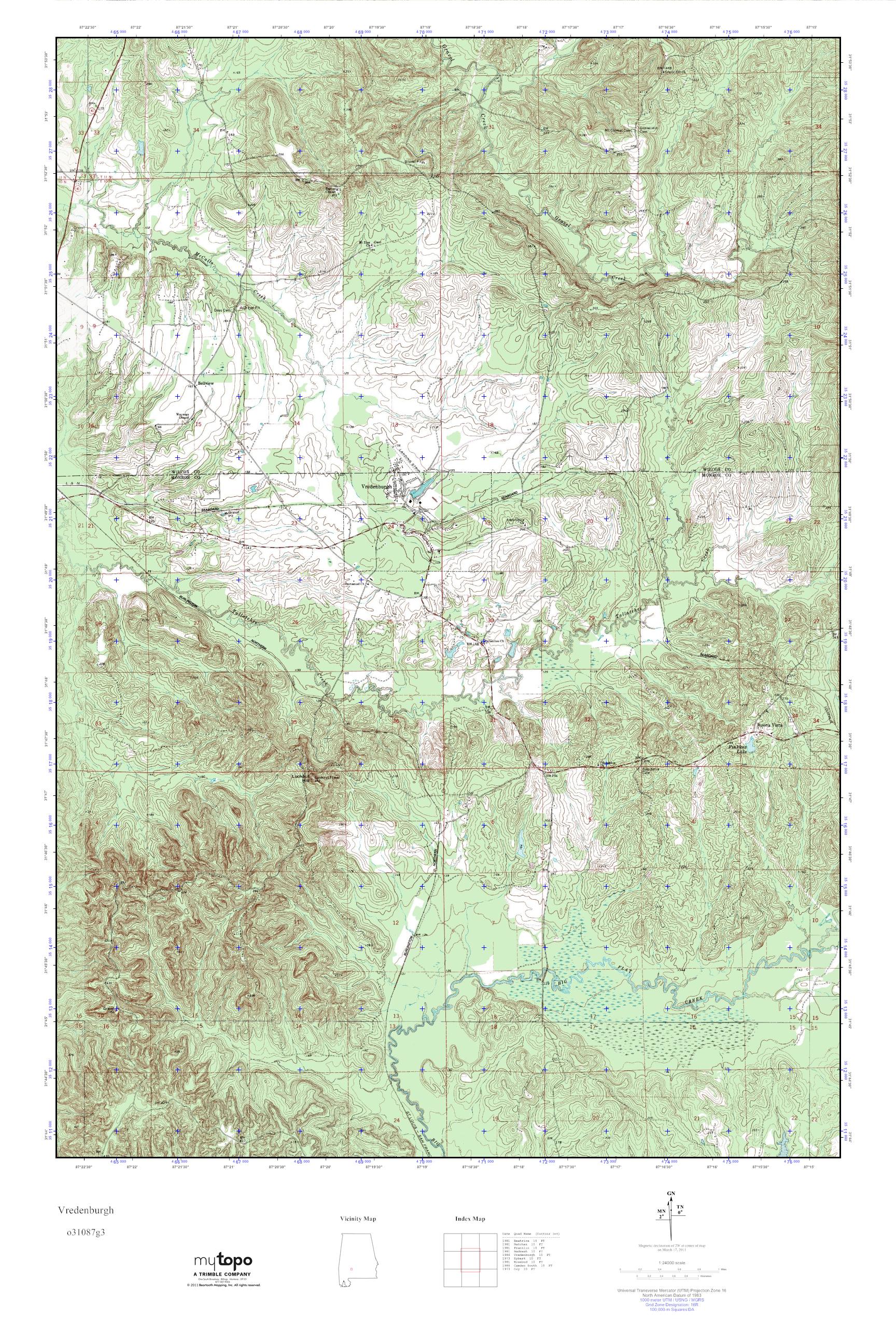 MyTopo Vredenburgh, Alabama USGS Quad Topo Map