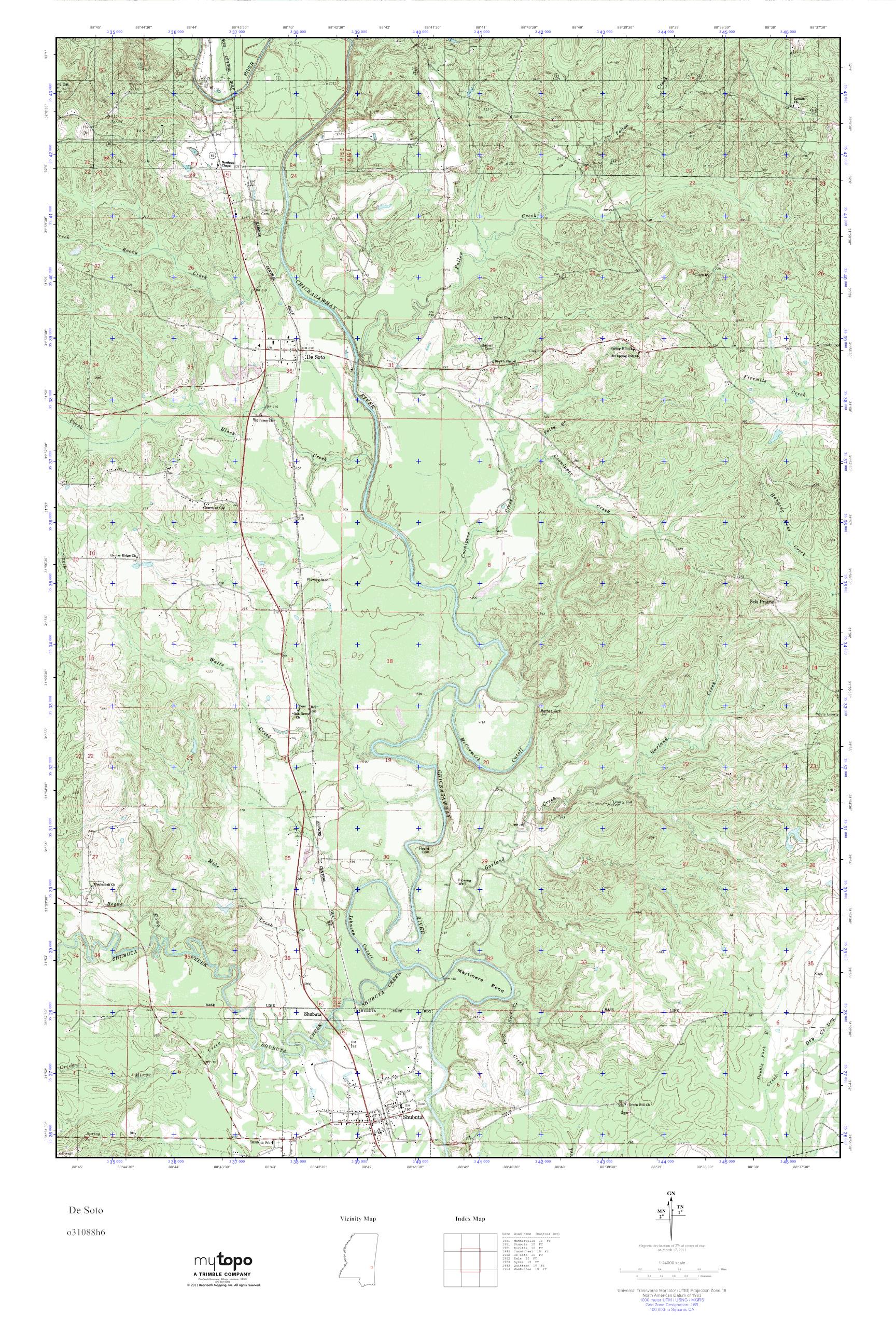 MyTopo De Soto, Mississippi USGS Quad Topo Map