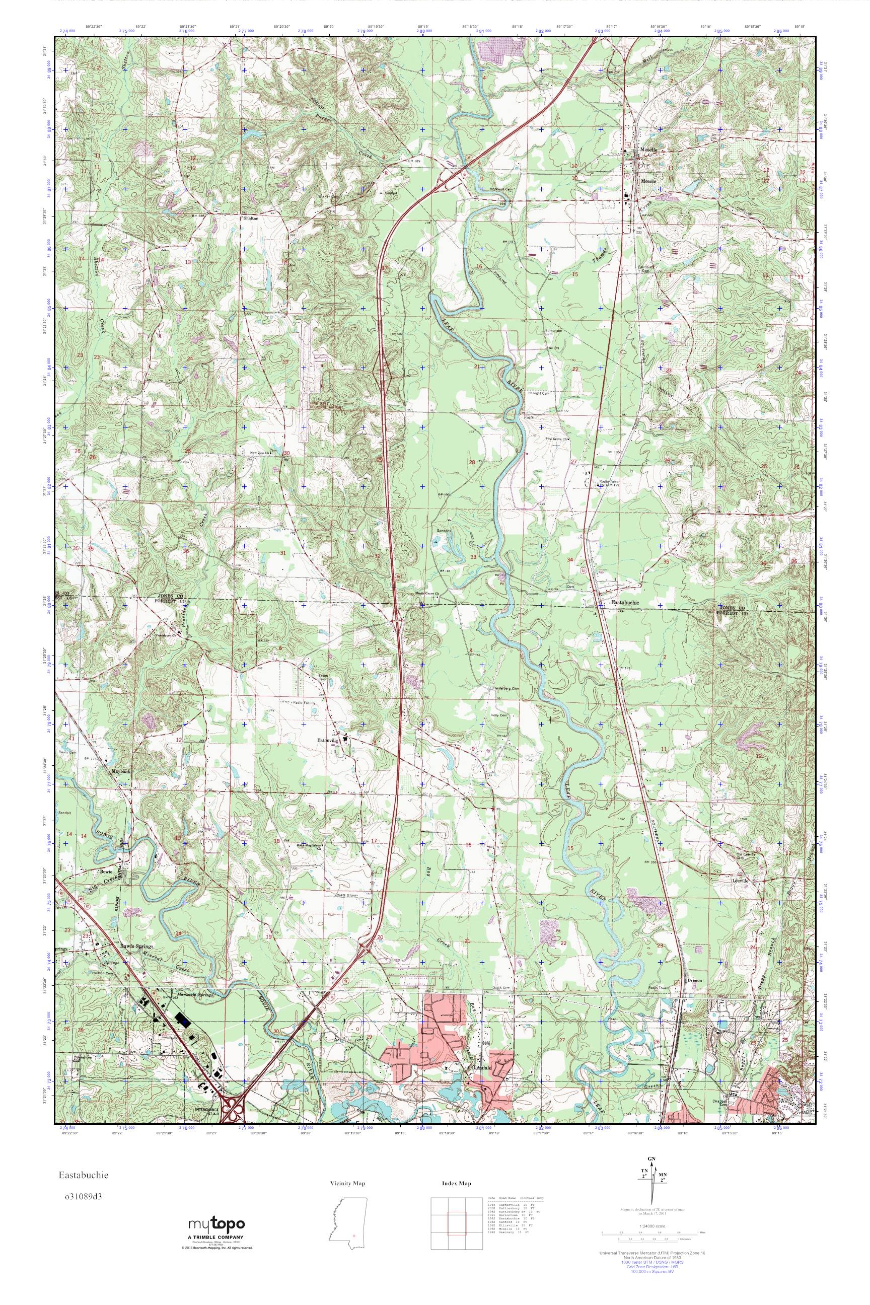MyTopo Eastabuchie, Mississippi USGS Quad Topo Map