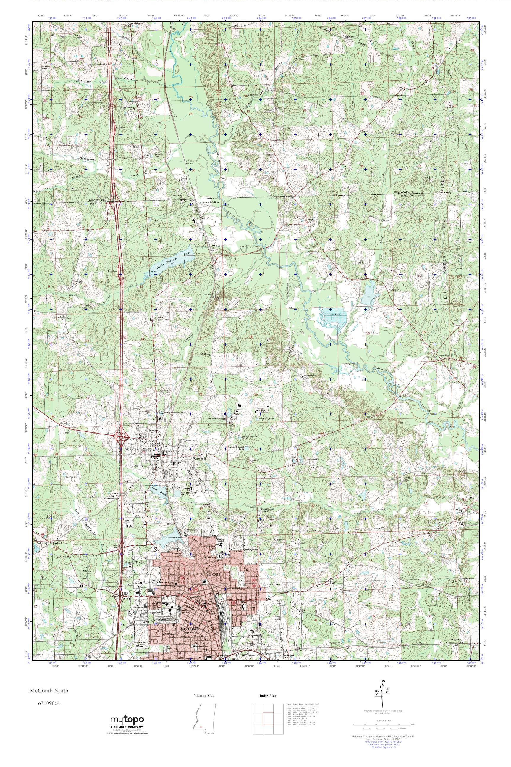 MyTopo North, Mississippi USGS Quad Topo Map