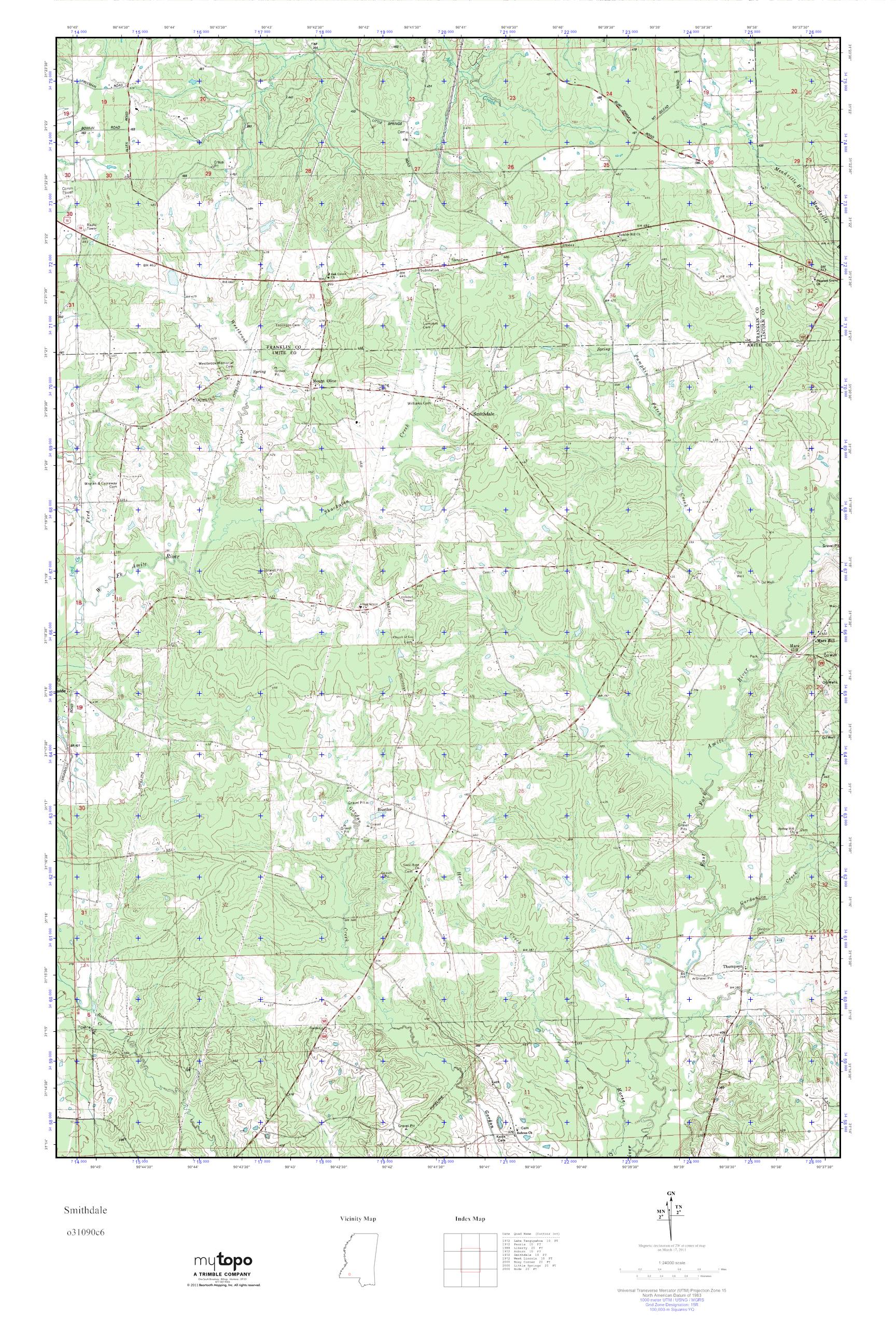 MyTopo Smithdale, Mississippi USGS Quad Topo Map