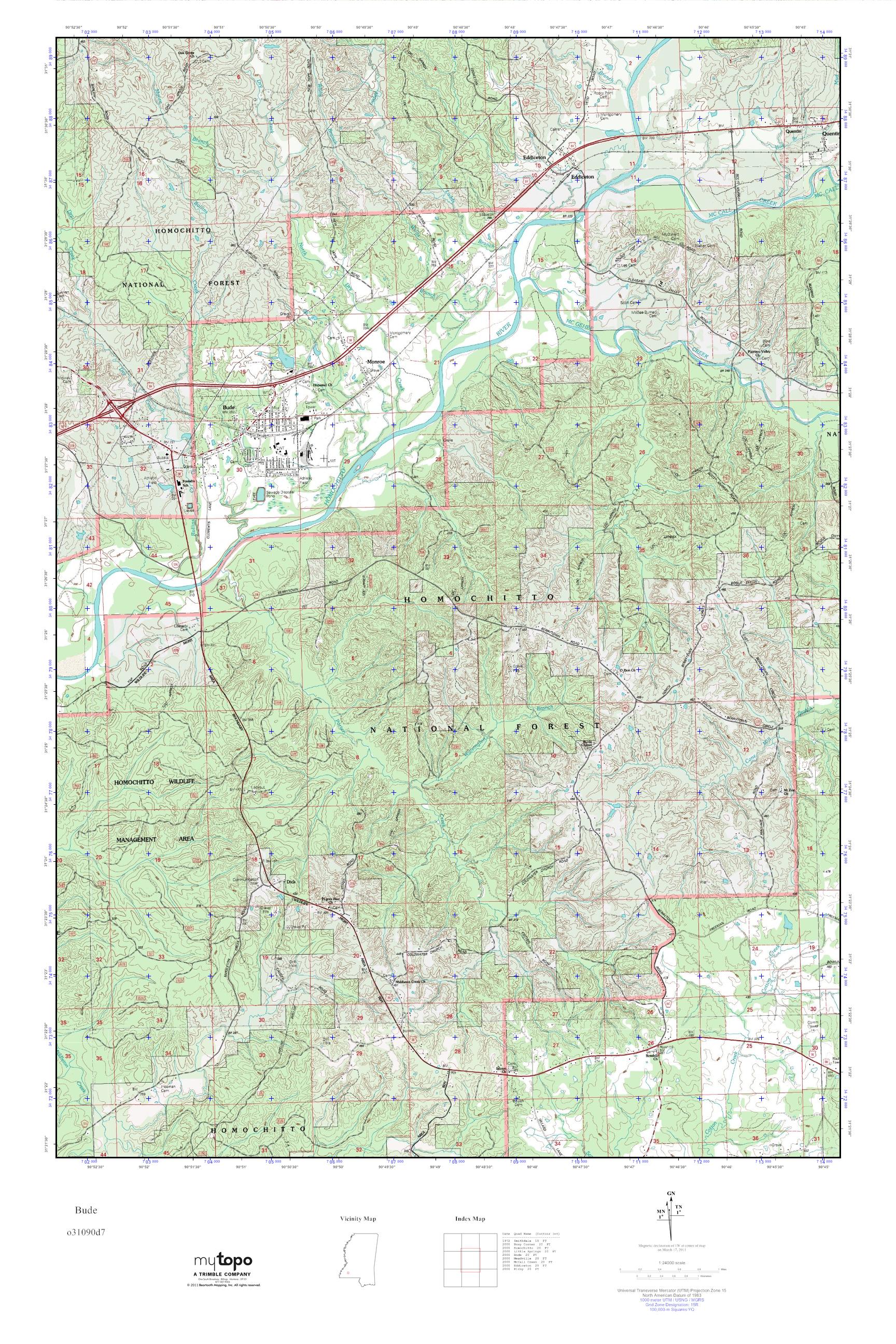 MyTopo Bude, Mississippi USGS Quad Topo Map
