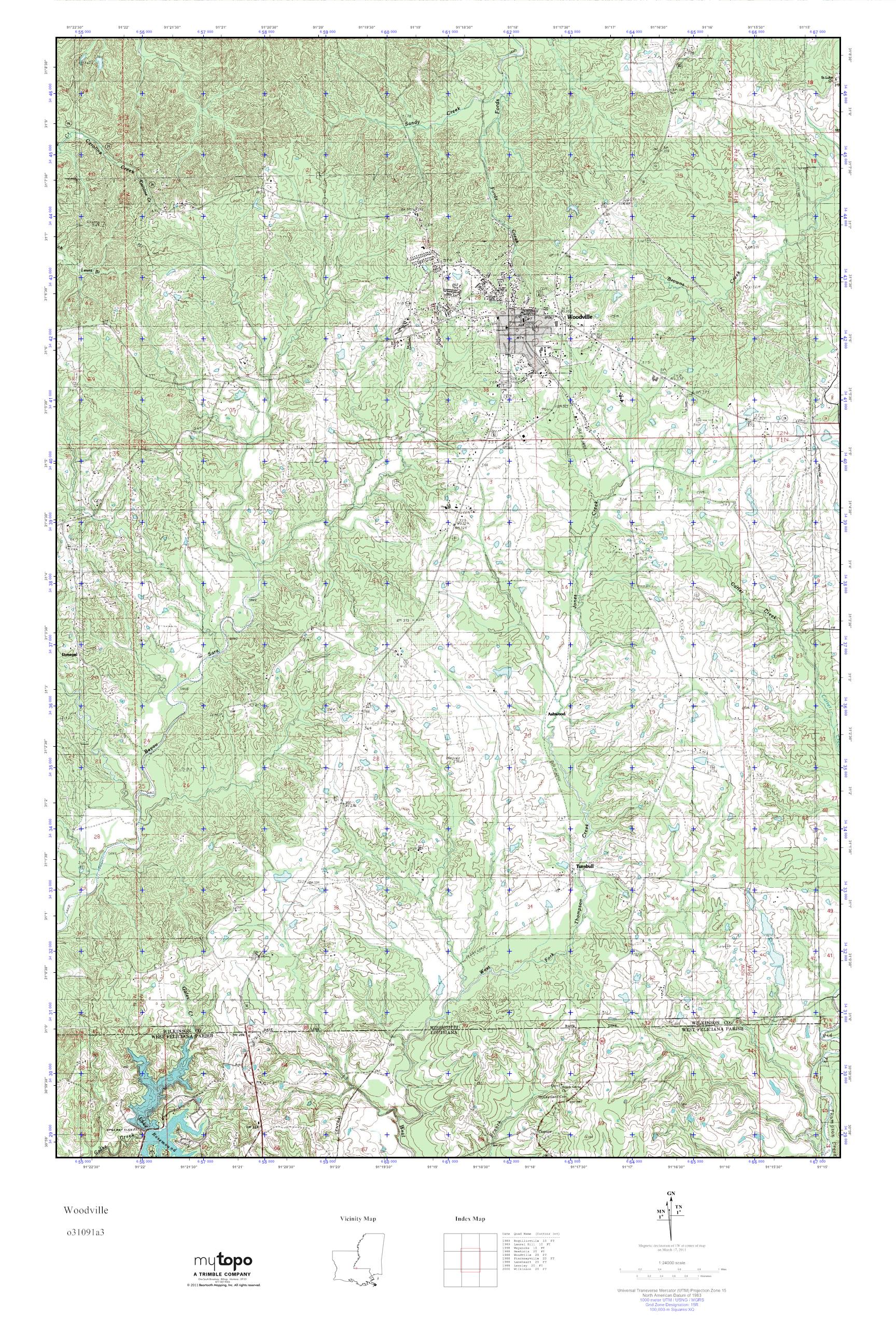 MyTopo Woodville, Mississippi USGS Quad Topo Map