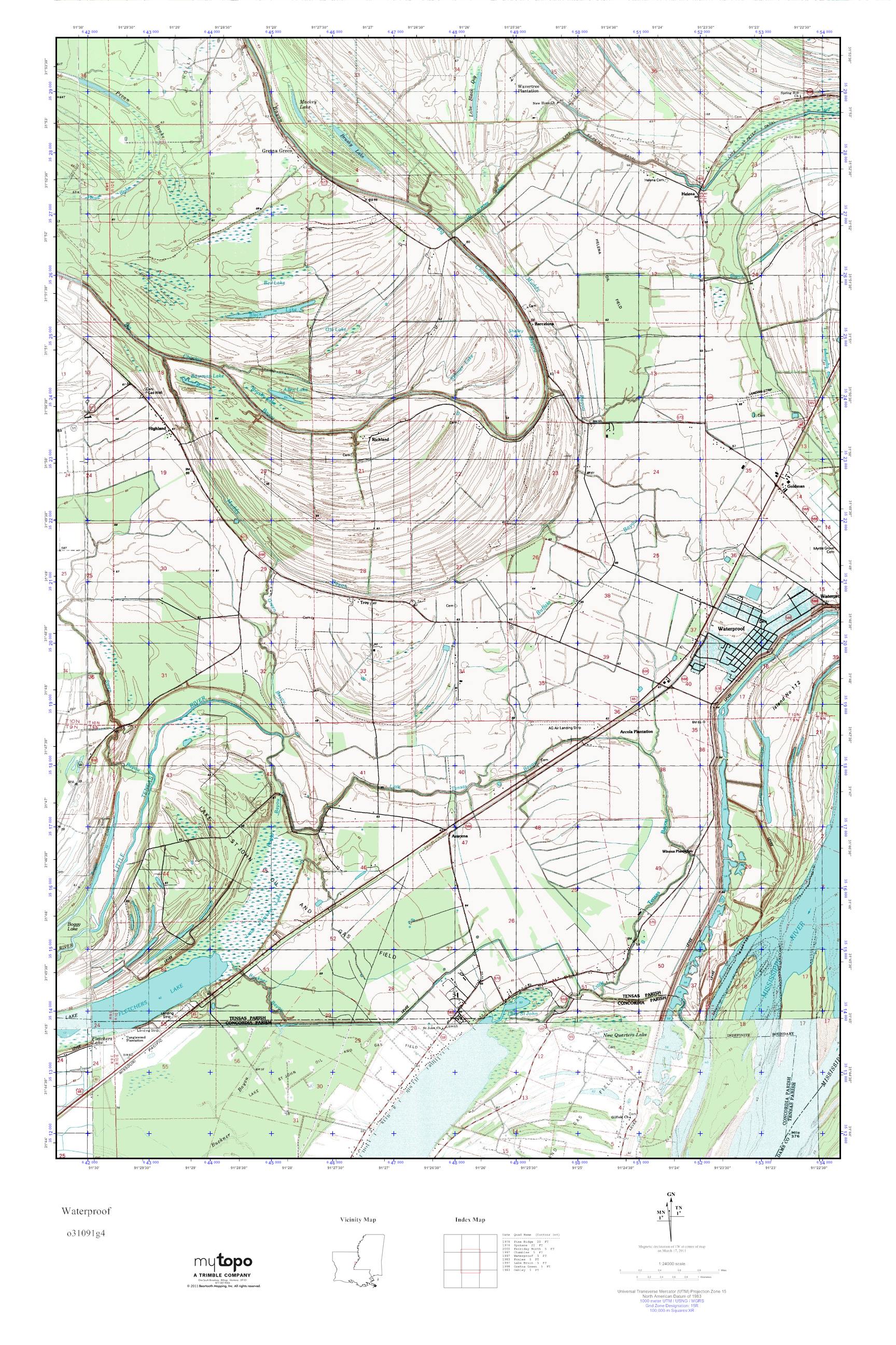 MyTopo Waterproof, Louisiana USGS Quad Topo Map