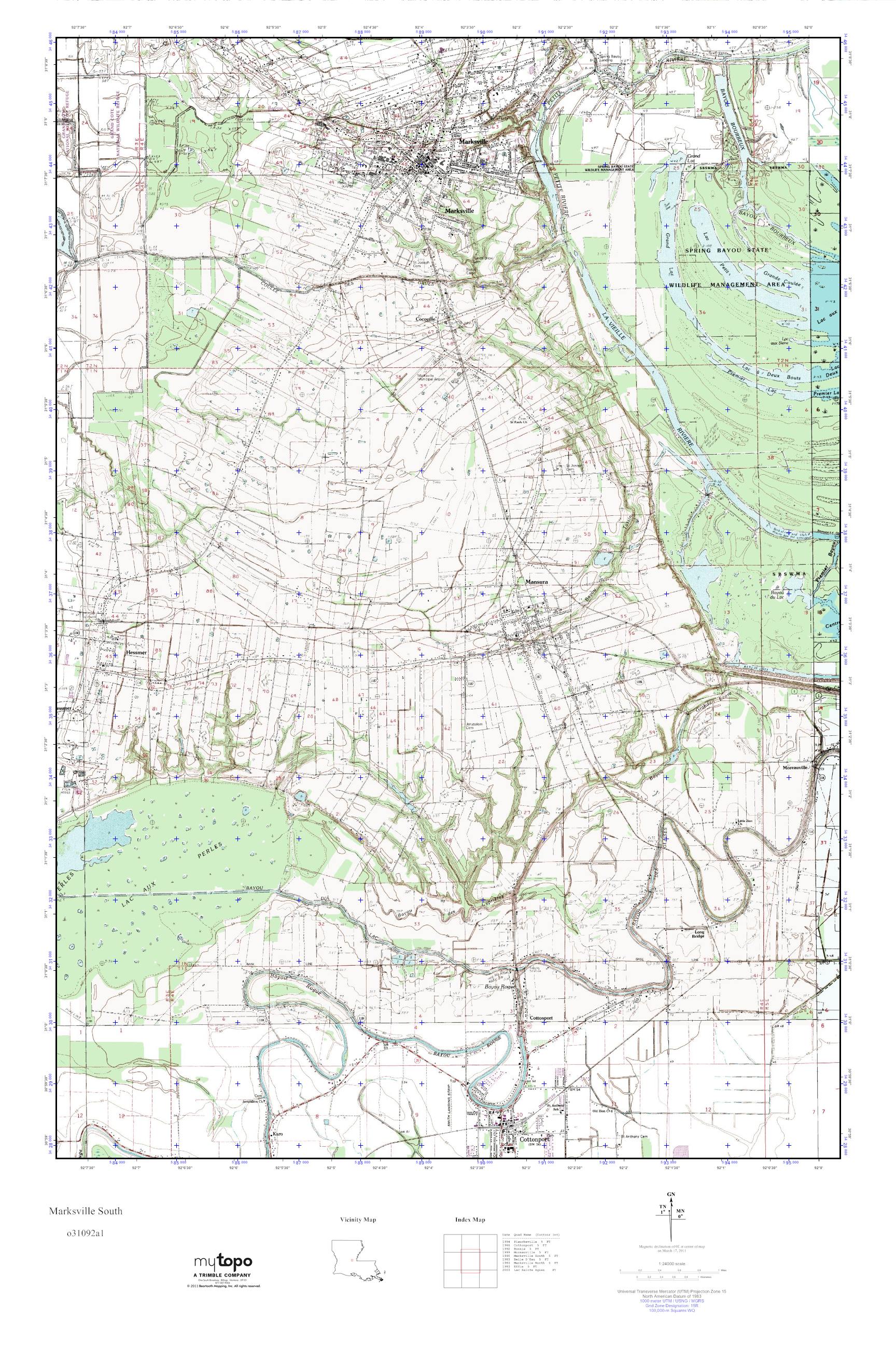 MyTopo Marksville South, Louisiana USGS Quad Topo Map