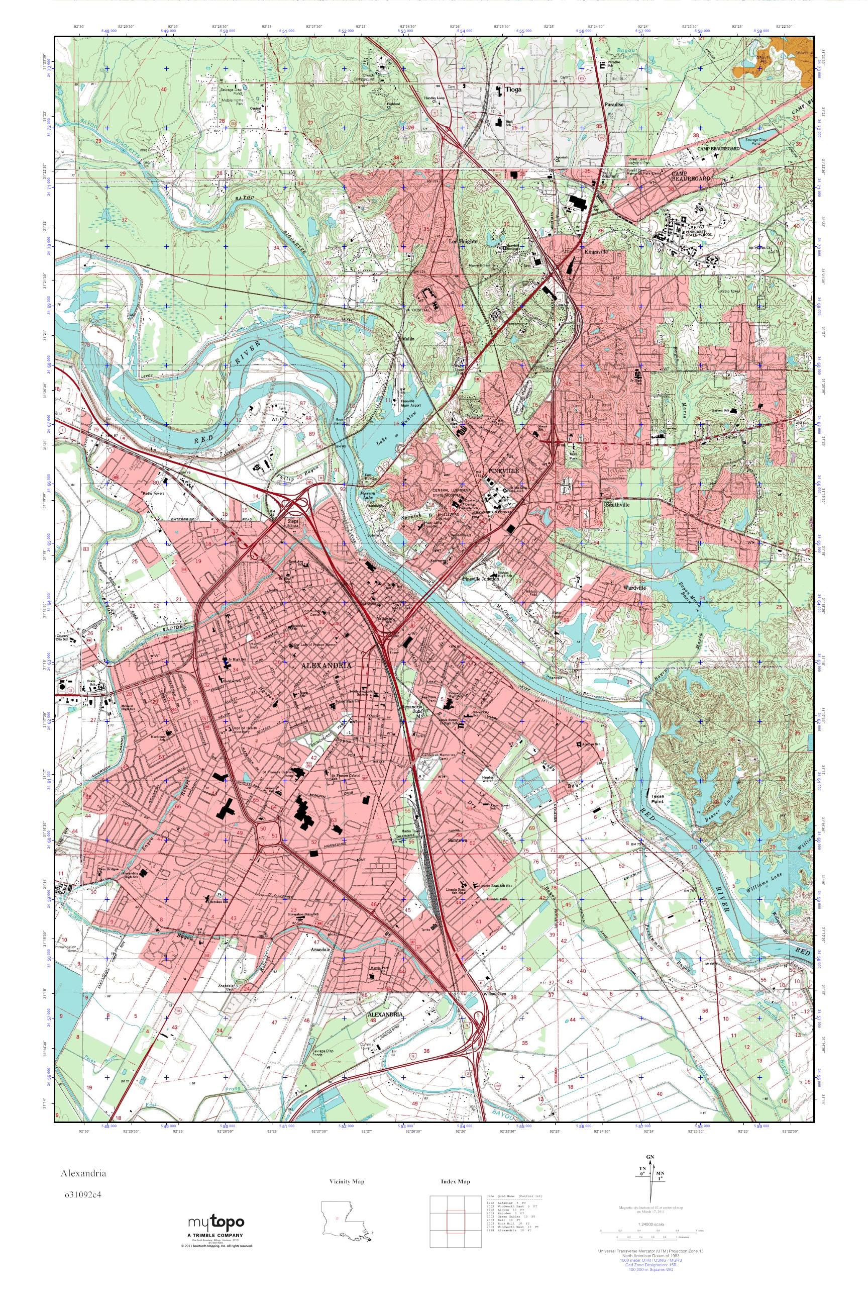 MyTopo Alexandria, Louisiana USGS Quad Topo Map