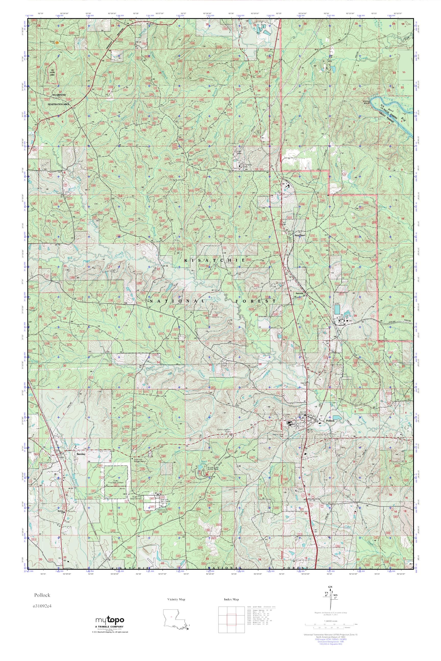 MyTopo Pollock, Louisiana USGS Quad Topo Map