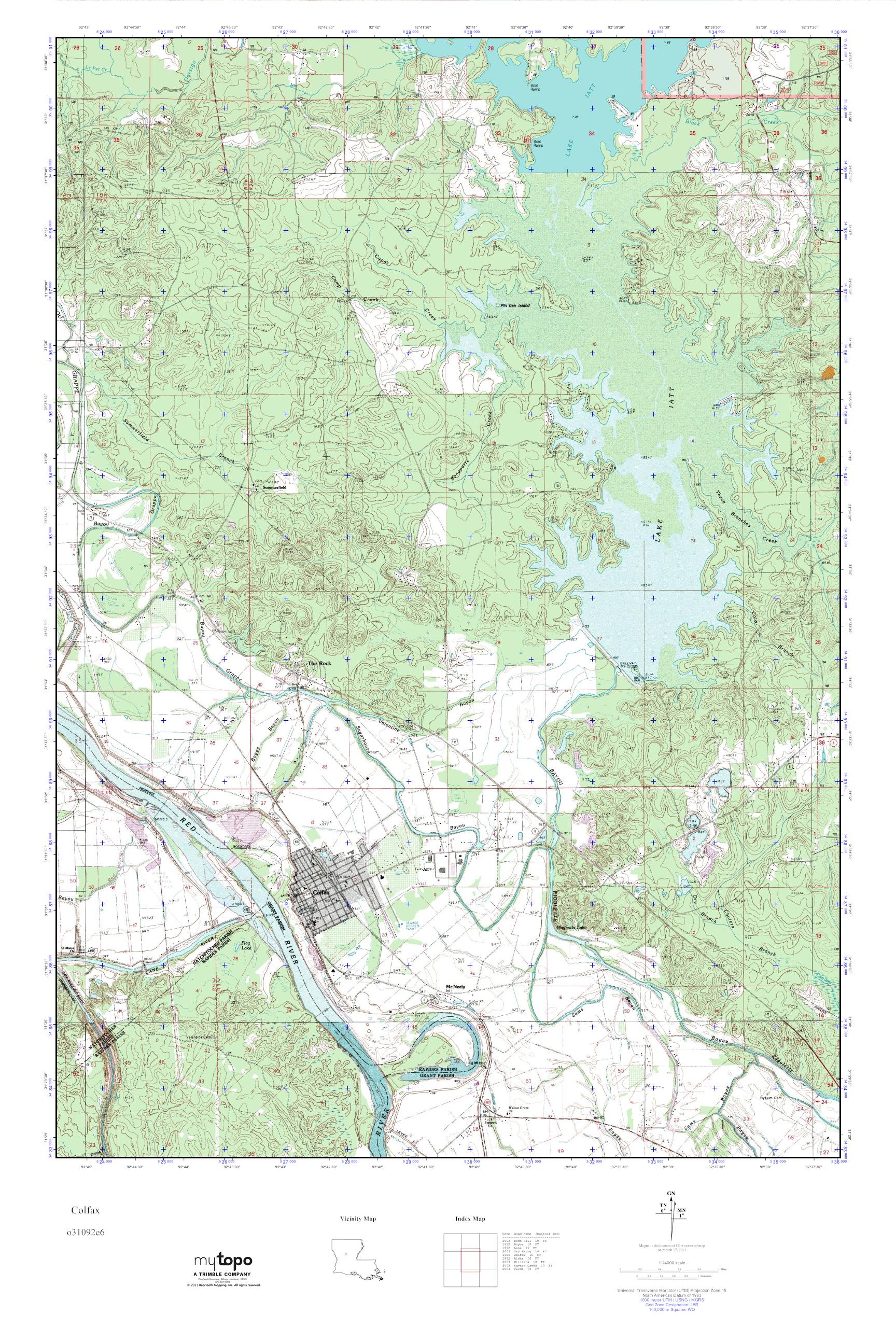 MyTopo Colfax, Louisiana USGS Quad Topo Map