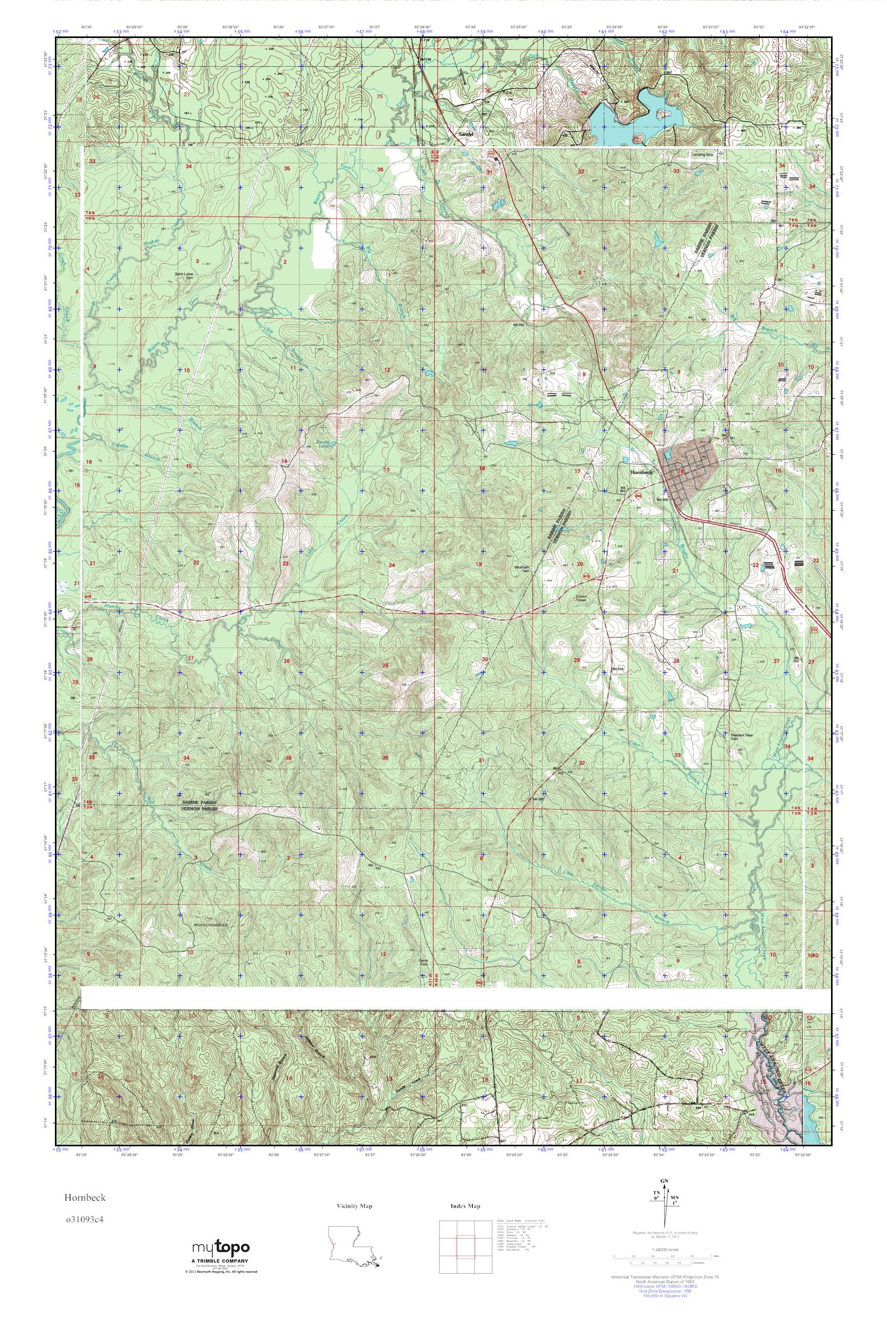 MyTopo Hornbeck, Louisiana USGS Quad Topo Map