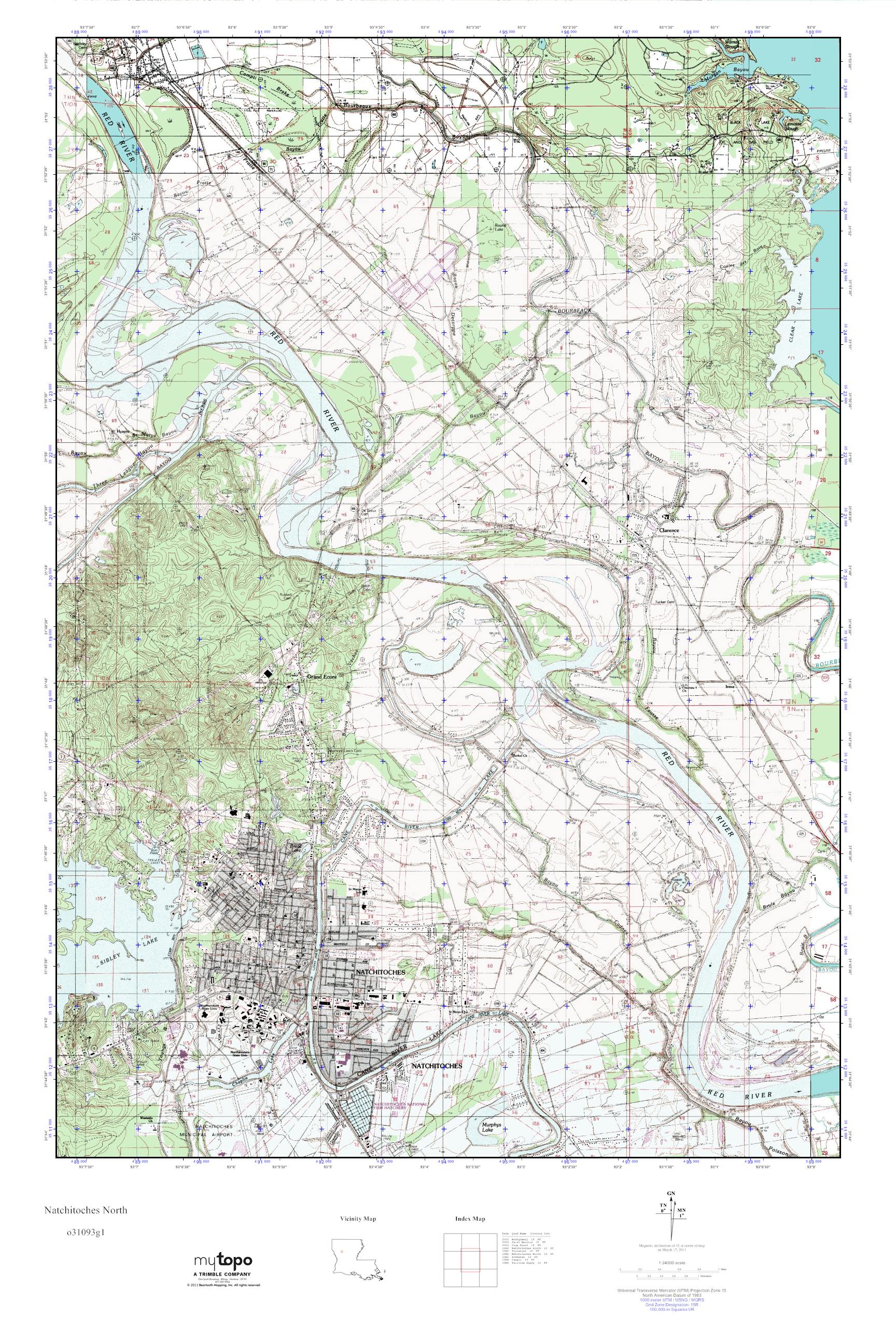 MyTopo Natchitoches North, Louisiana USGS Quad Topo Map
