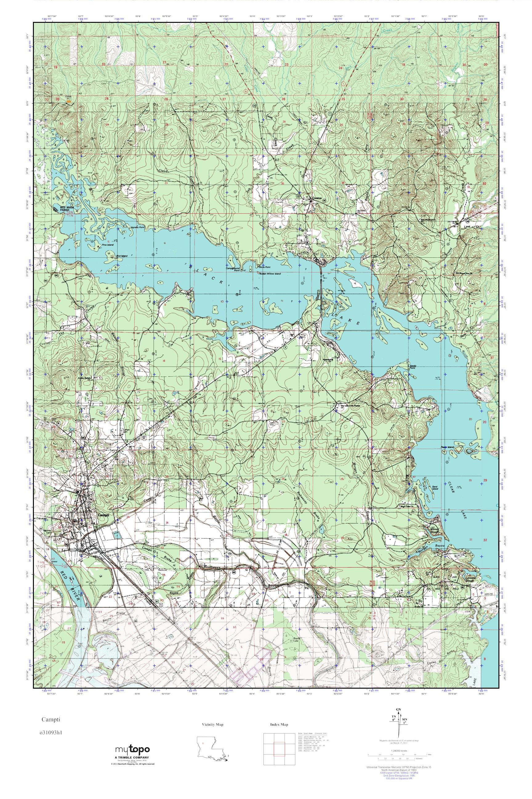 MyTopo Campti, Louisiana USGS Quad Topo Map
