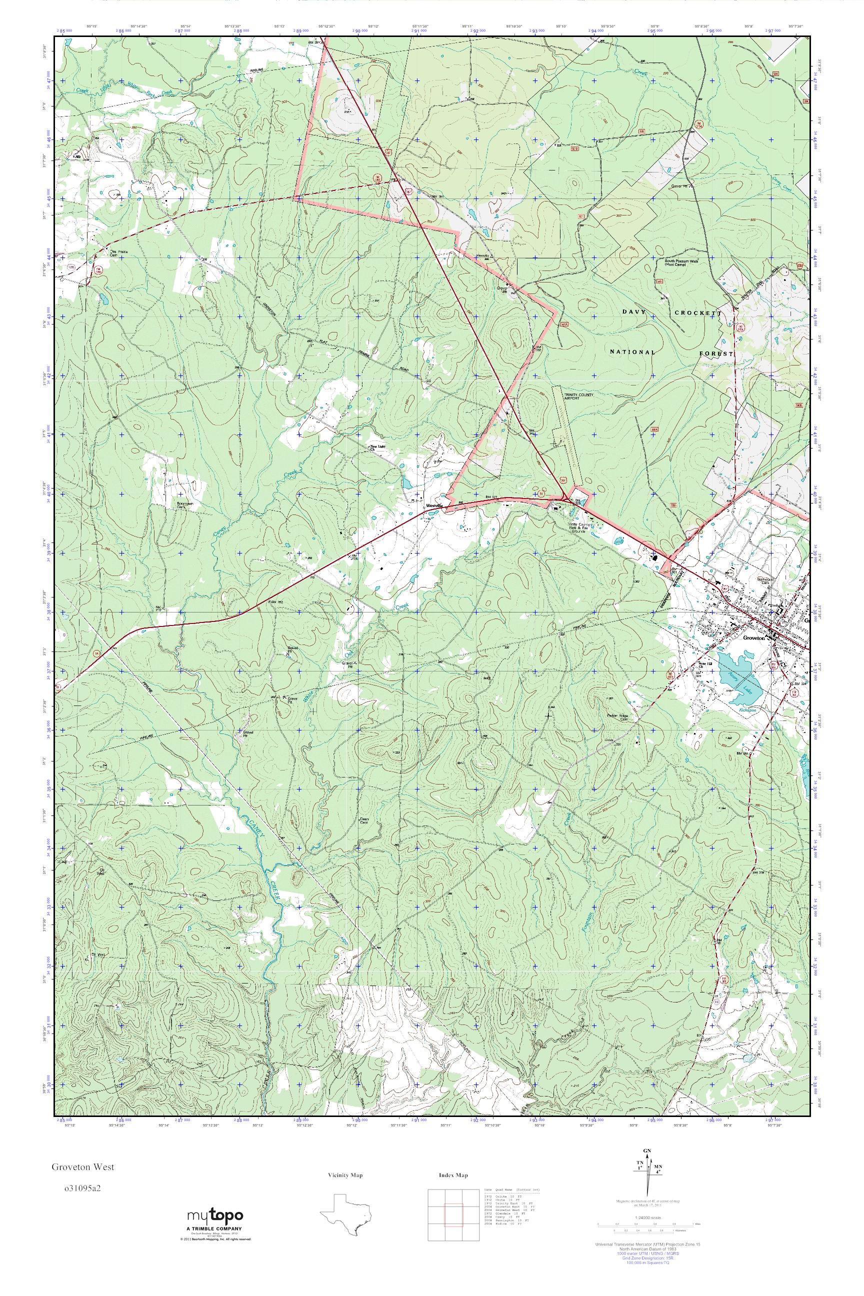 MyTopo Groveton West, Texas USGS Quad Topo Map