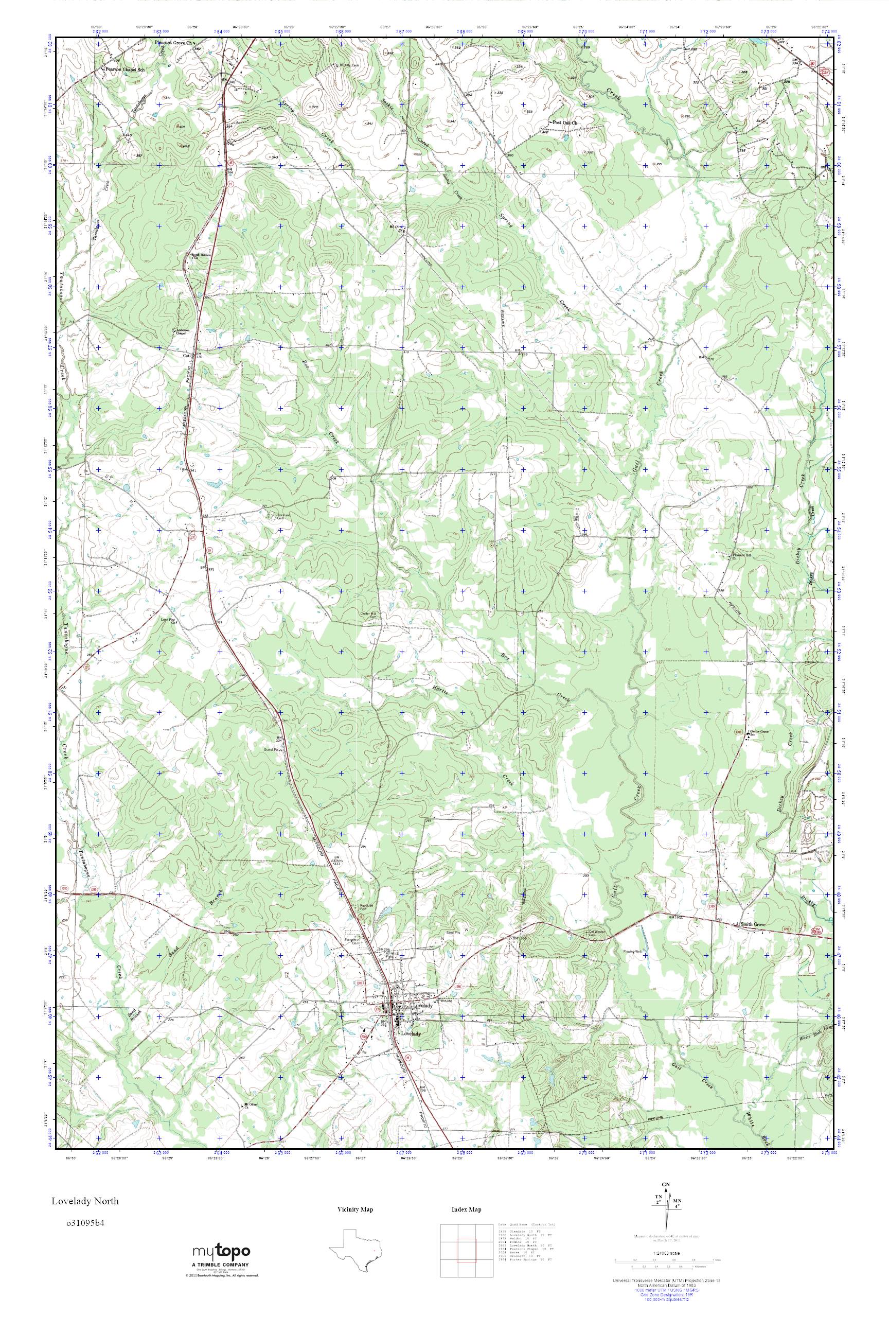 MyTopo Lovelady North, Texas USGS Quad Topo Map