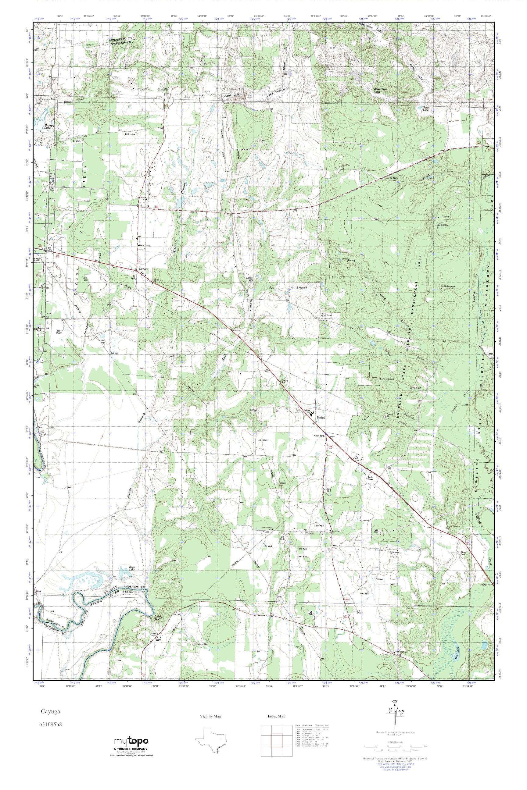 MyTopo Cayuga, Texas USGS Quad Topo Map