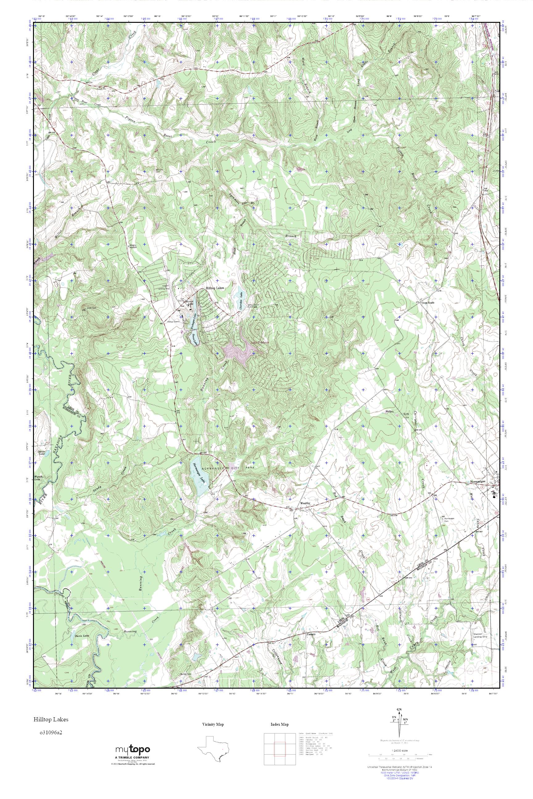 MyTopo Hilltop Lakes, Texas USGS Quad Topo Map