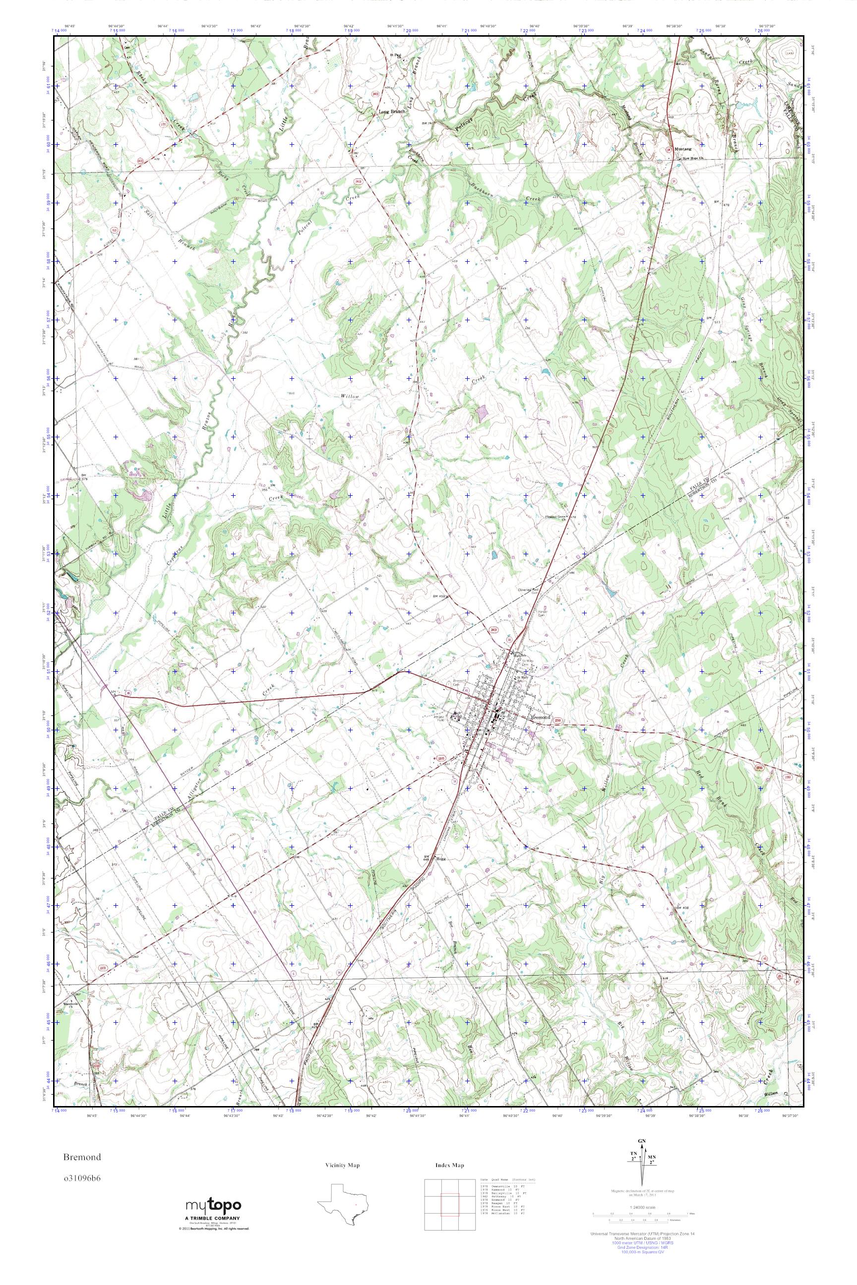 MyTopo Bremond, Texas USGS Quad Topo Map
