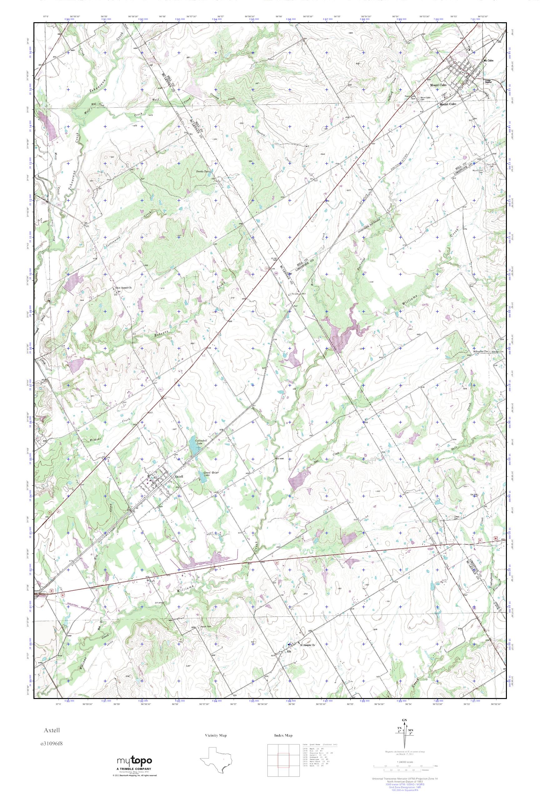 MyTopo Axtell, Texas USGS Quad Topo Map