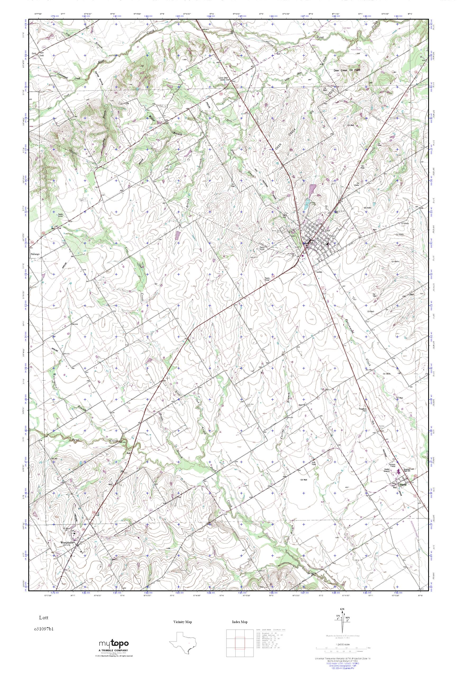 MyTopo Lott, Texas USGS Quad Topo Map