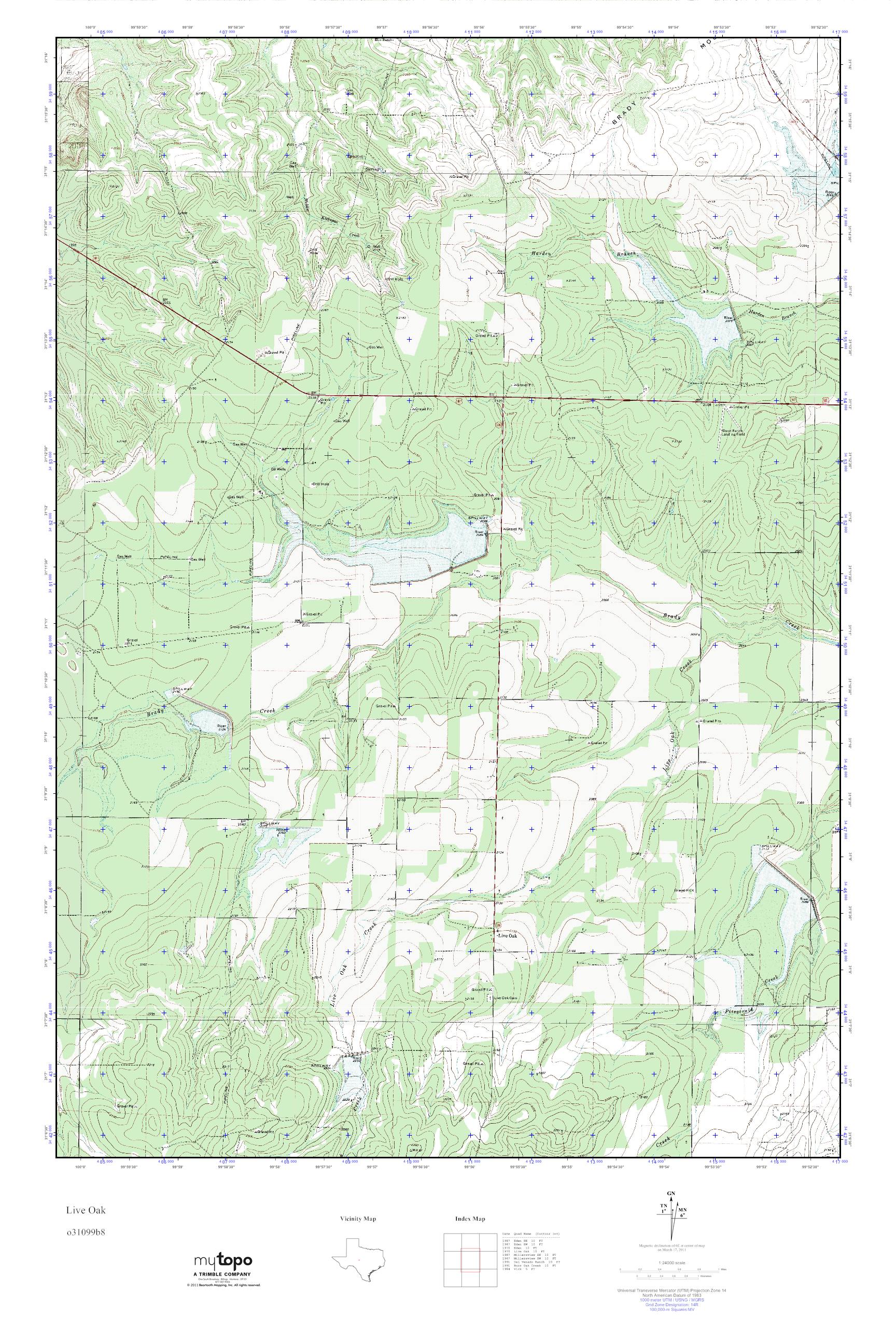 MyTopo Live Oak, Texas USGS Quad Topo Map