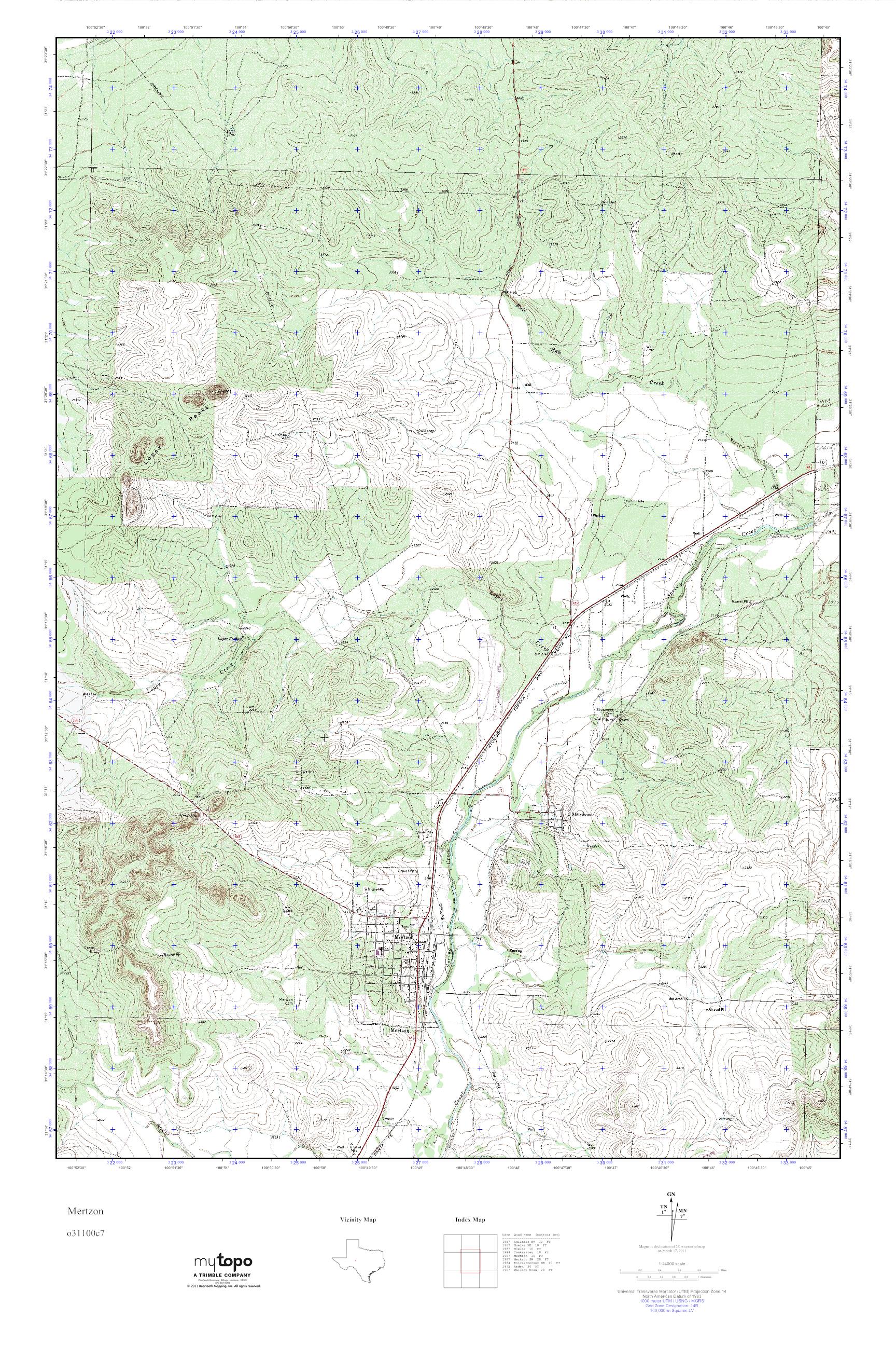 MyTopo Mertzon, Texas USGS Quad Topo Map