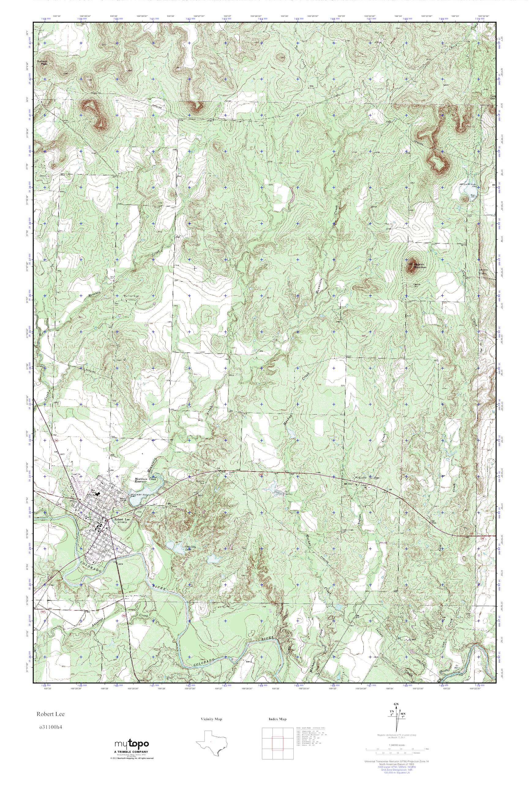 MyTopo Robert Lee, Texas USGS Quad Topo Map
