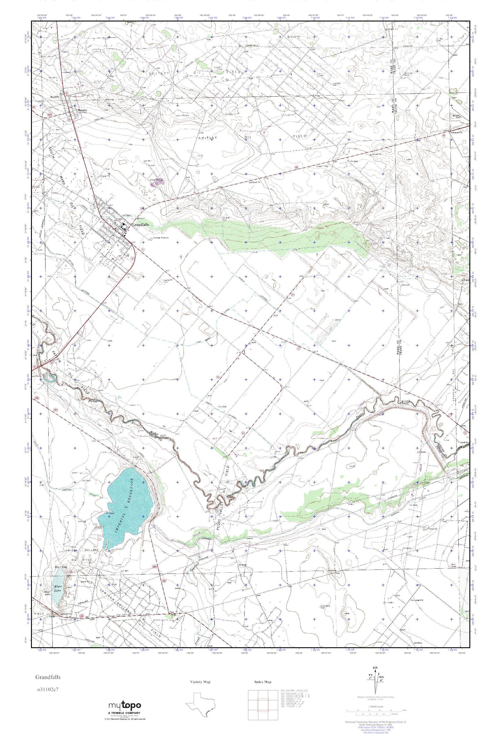 MyTopo Grandfalls, Texas USGS Quad Topo Map