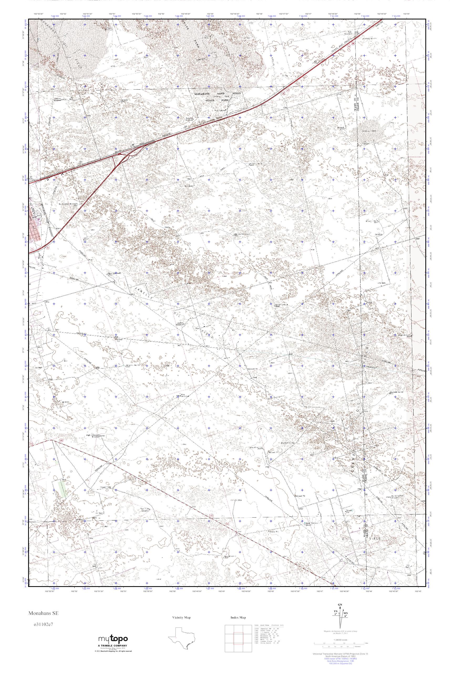 MyTopo Monahans SE, Texas USGS Quad Topo Map