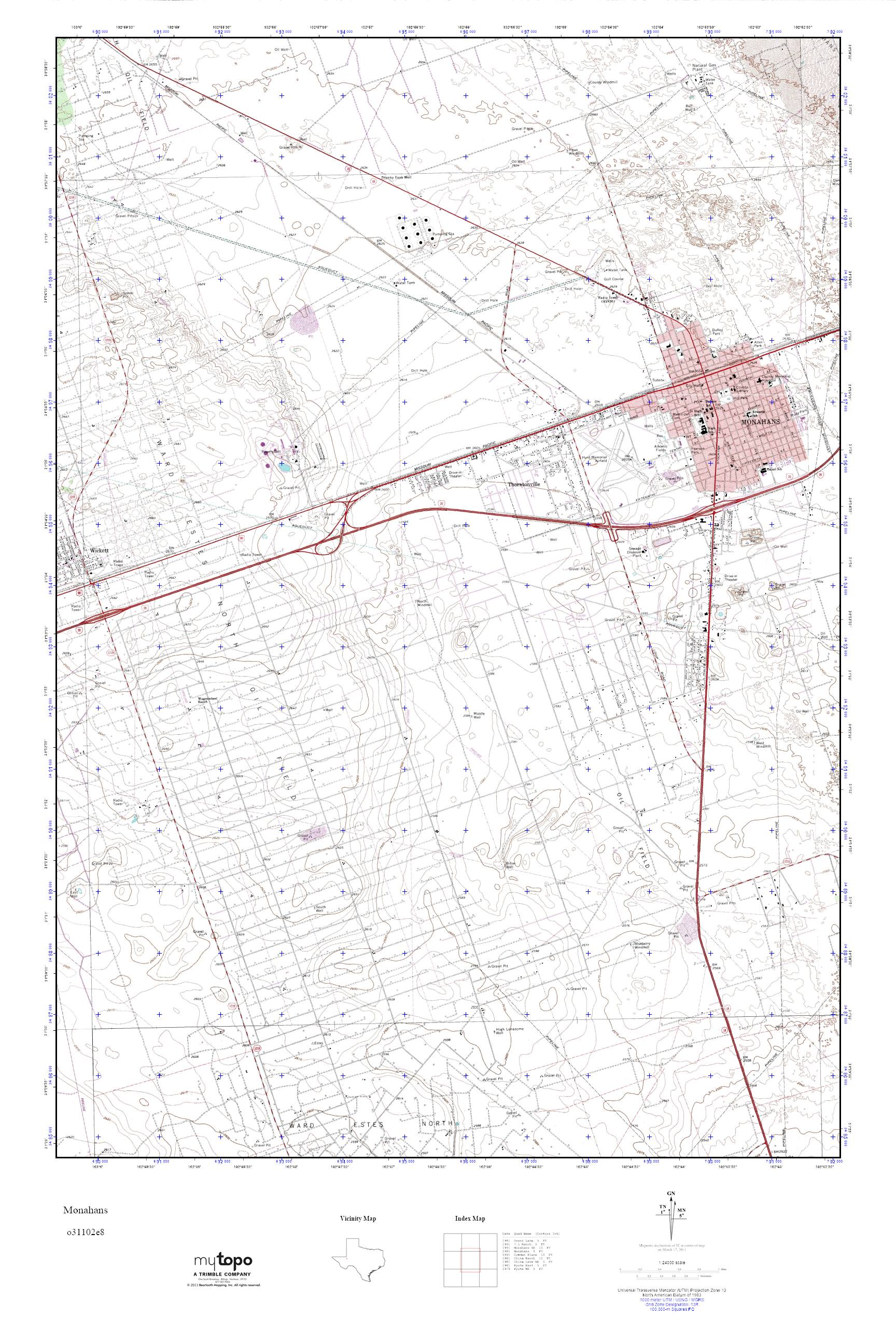 MyTopo Monahans, Texas USGS Quad Topo Map