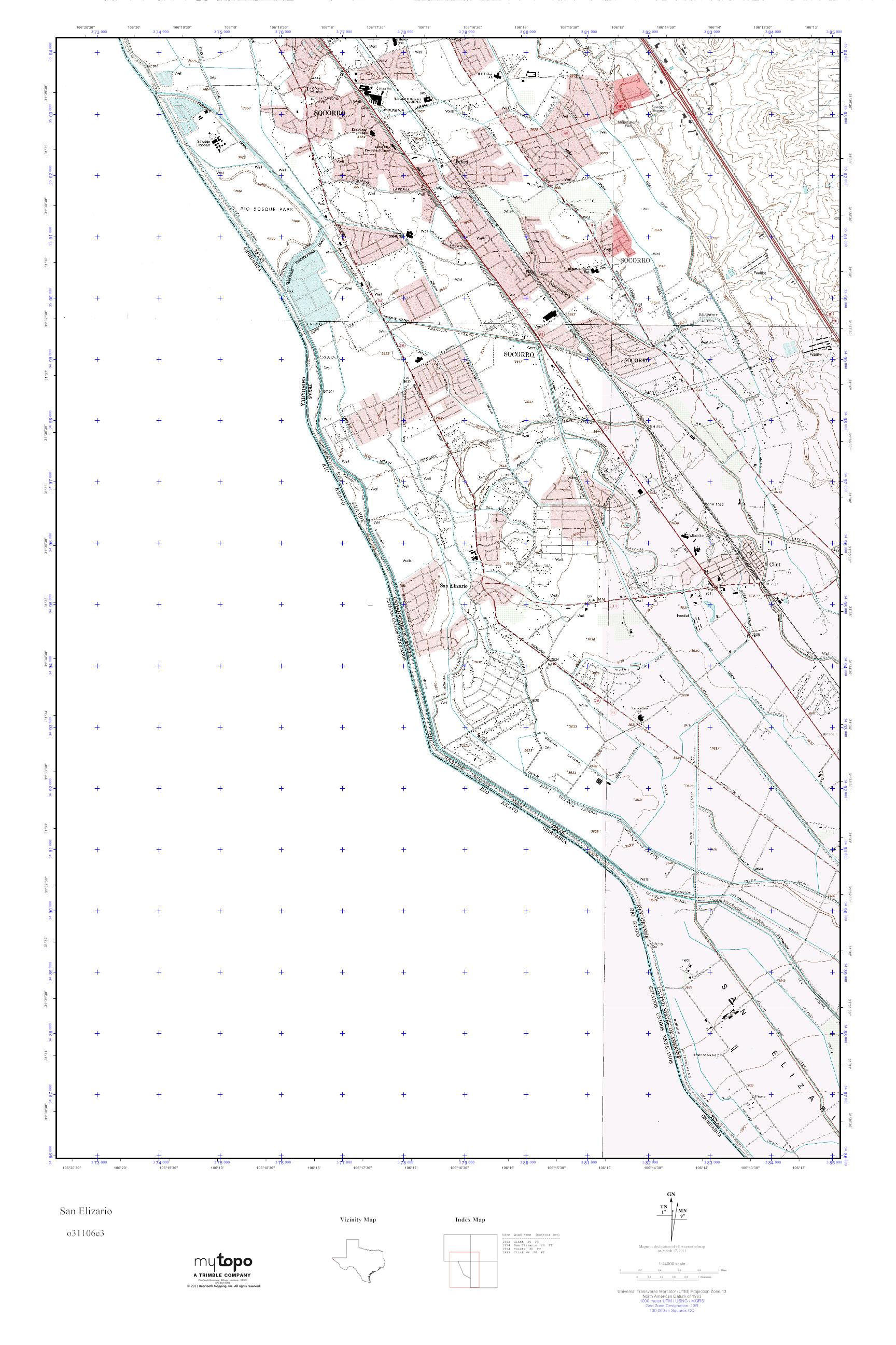 MyTopo San Elizario, Texas USGS Quad Topo Map