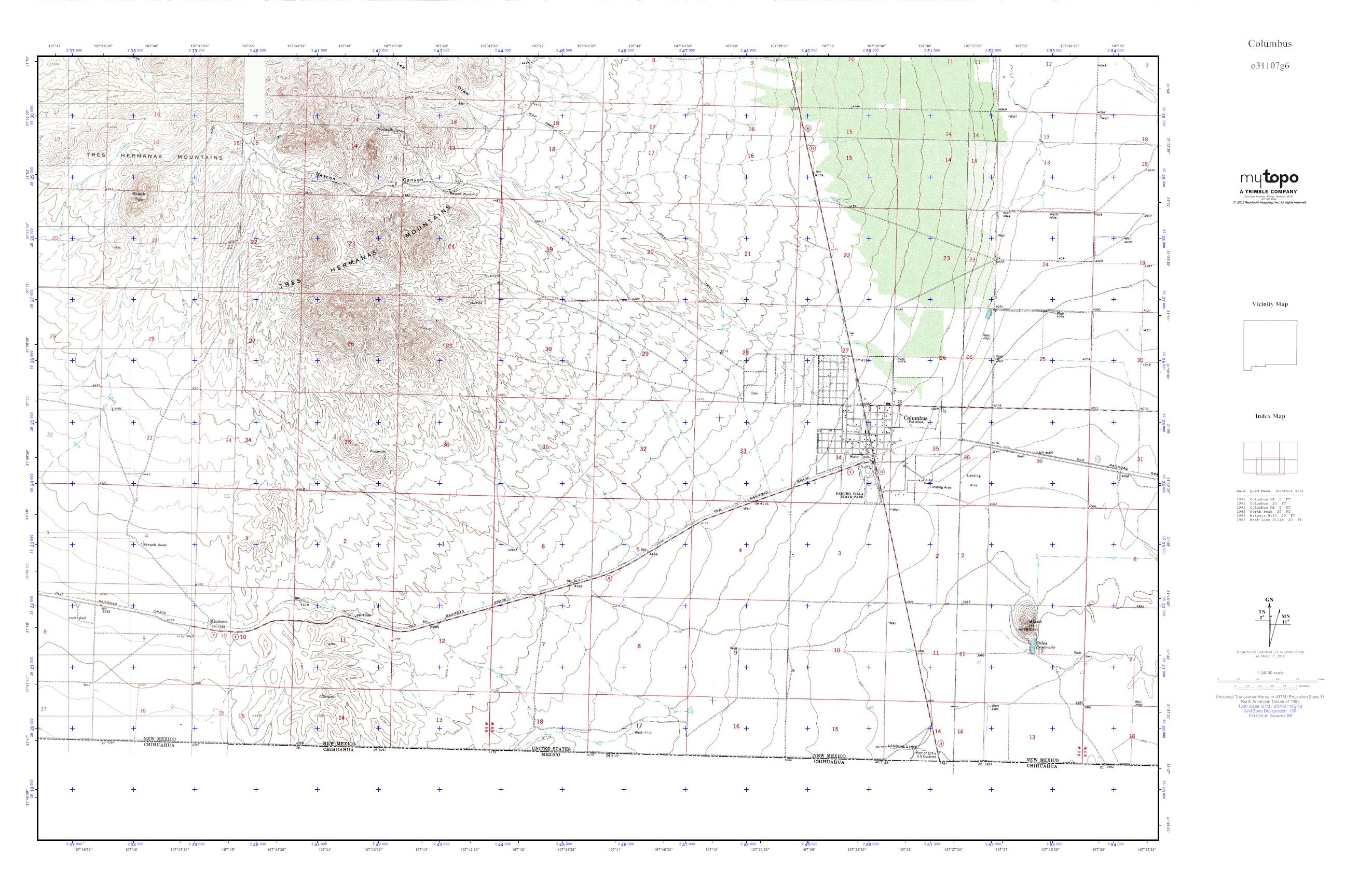MyTopo Columbus, New Mexico USGS Quad Topo Map