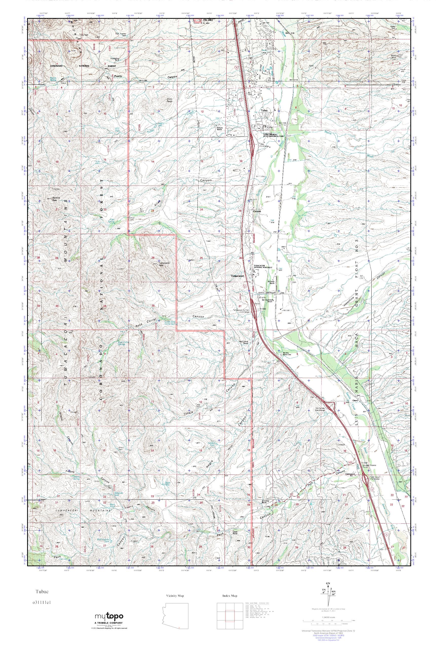 MyTopo Tubac, Arizona USGS Quad Topo Map
