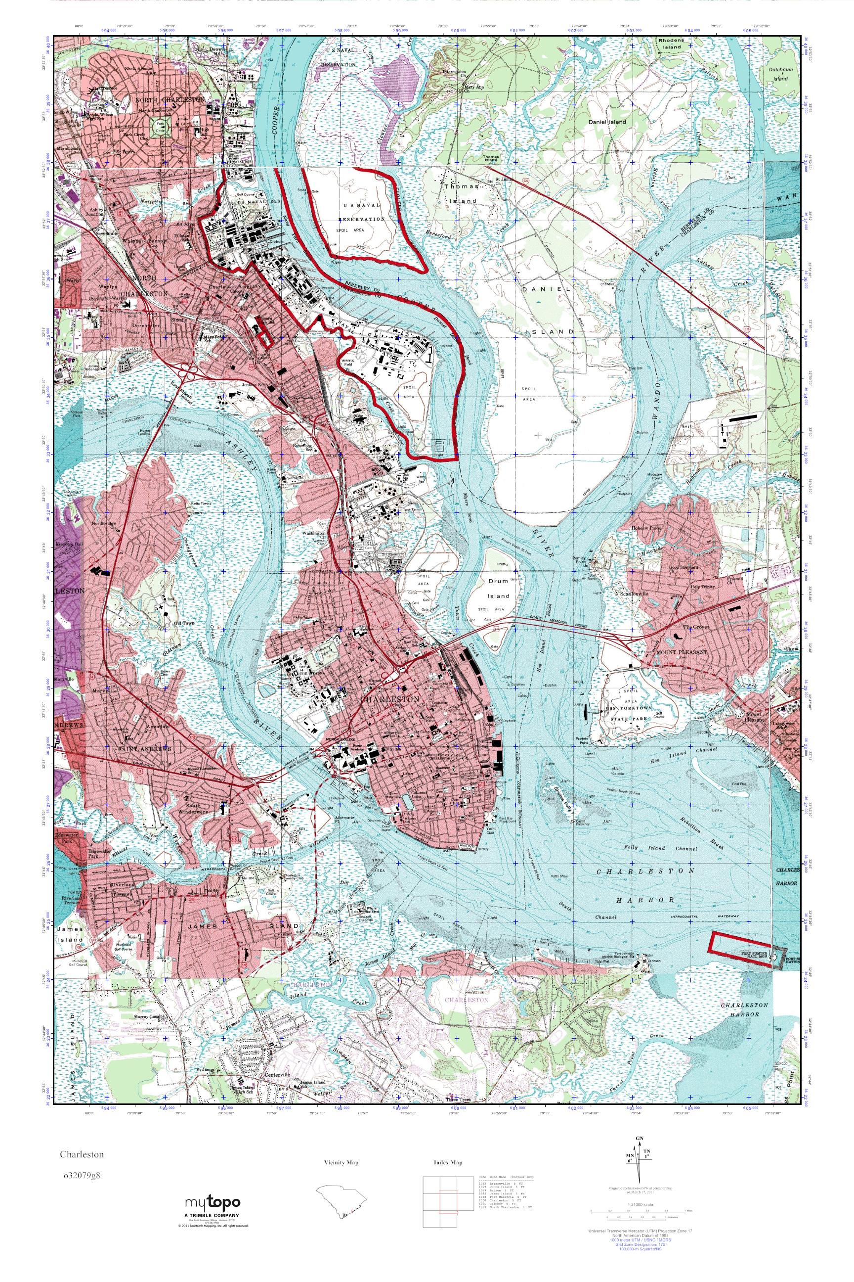 MyTopo Charleston, South Carolina USGS Quad Topo Map