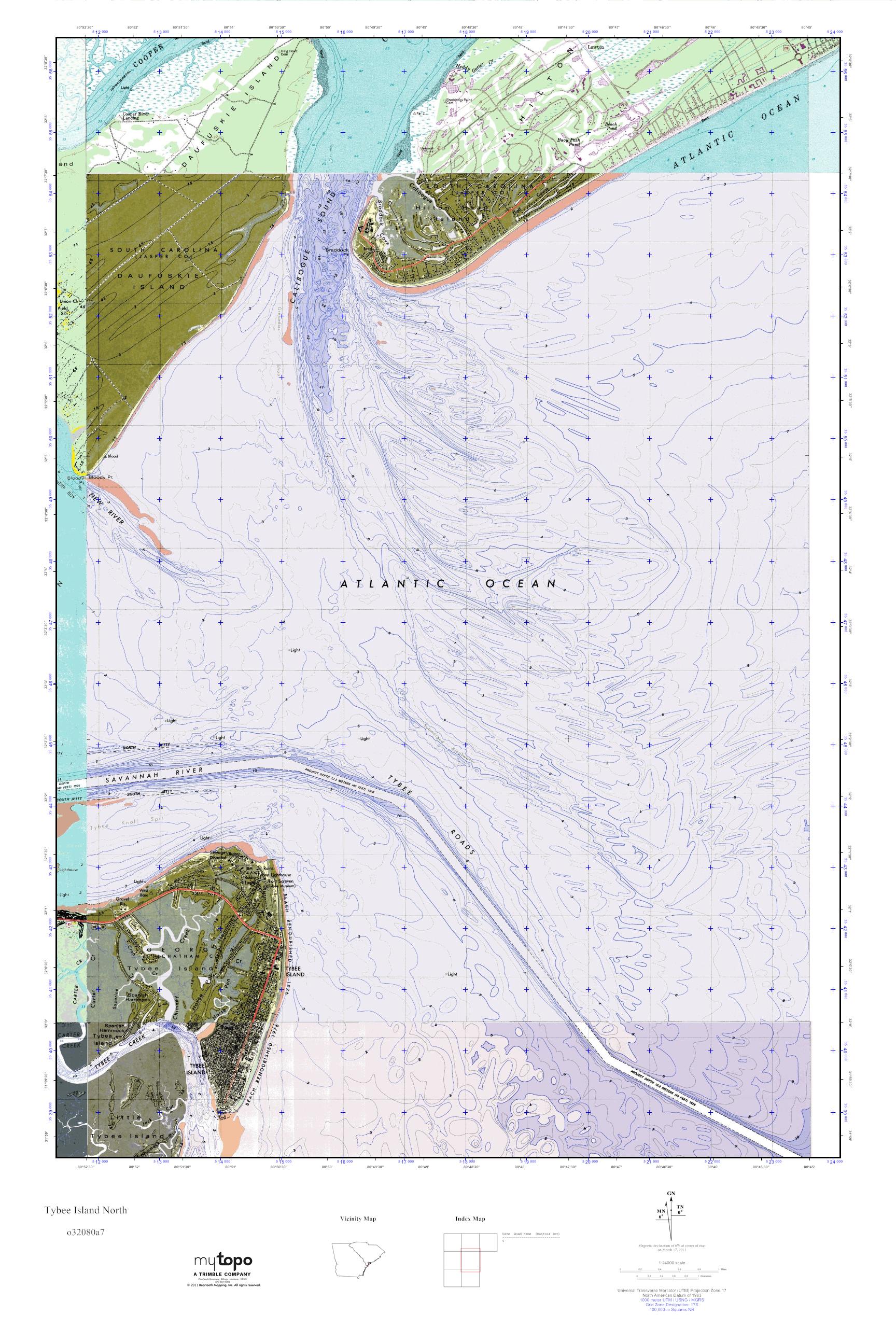 MyTopo Tybee Island North, South Carolina USGS Quad Topo Map