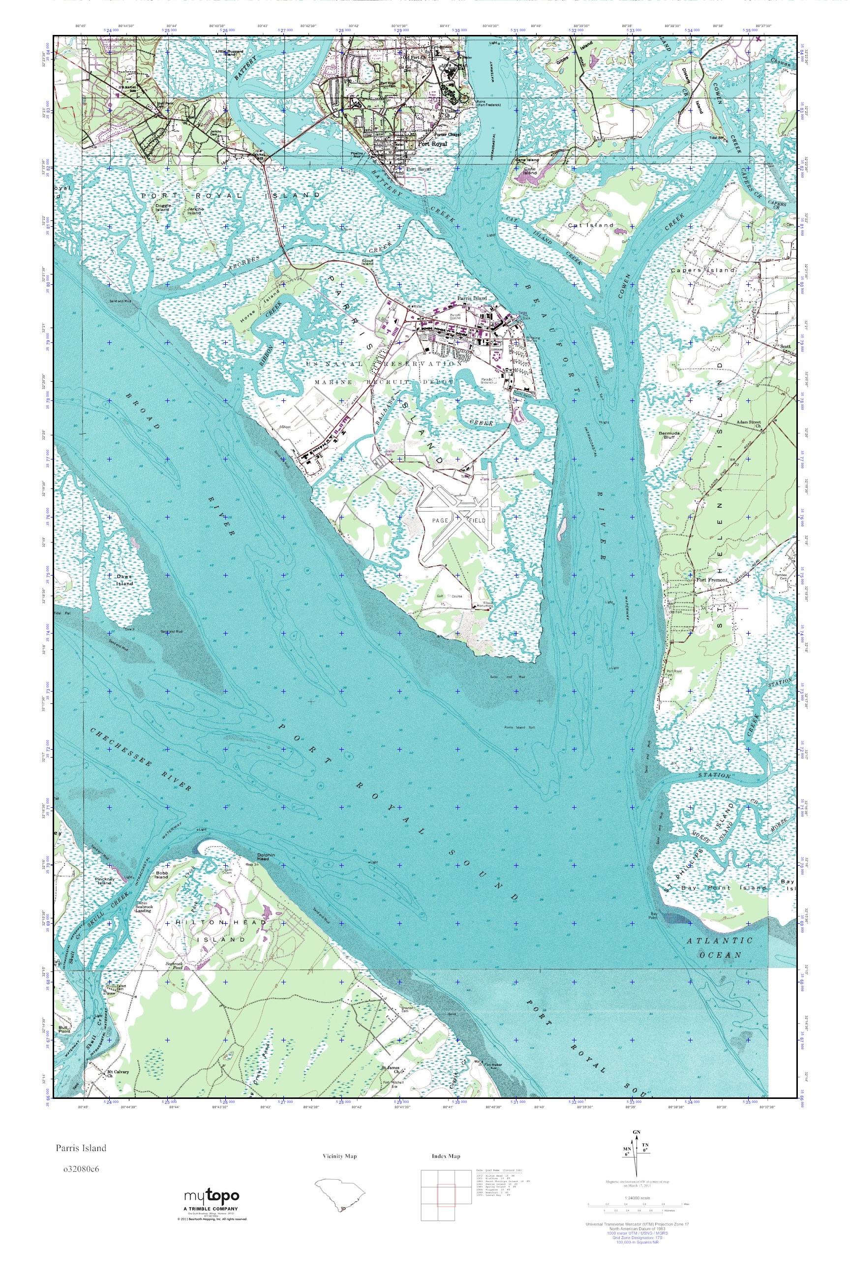 MyTopo Parris Island, South Carolina USGS Quad Topo Map