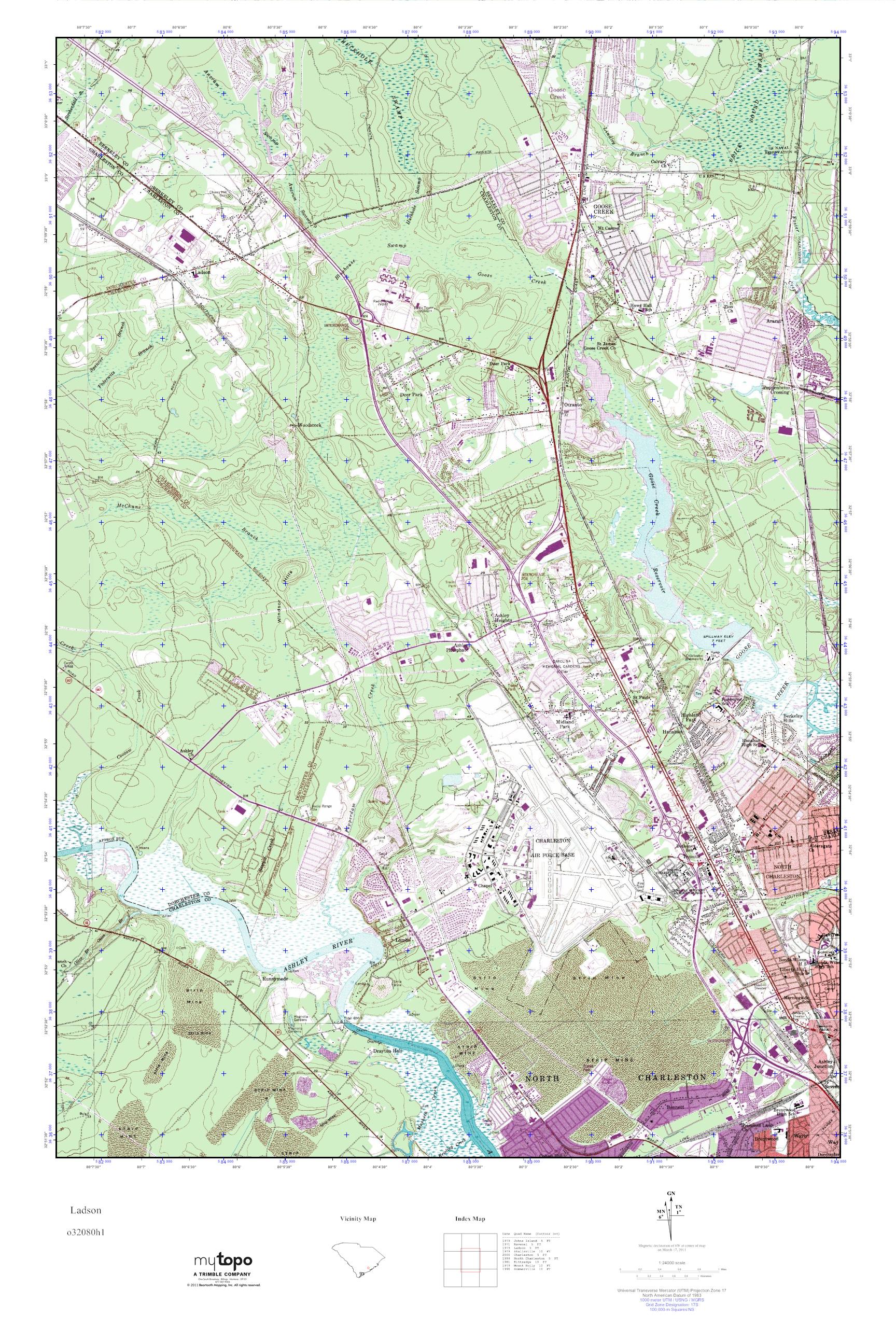 MyTopo Ladson, South Carolina USGS Quad Topo Map