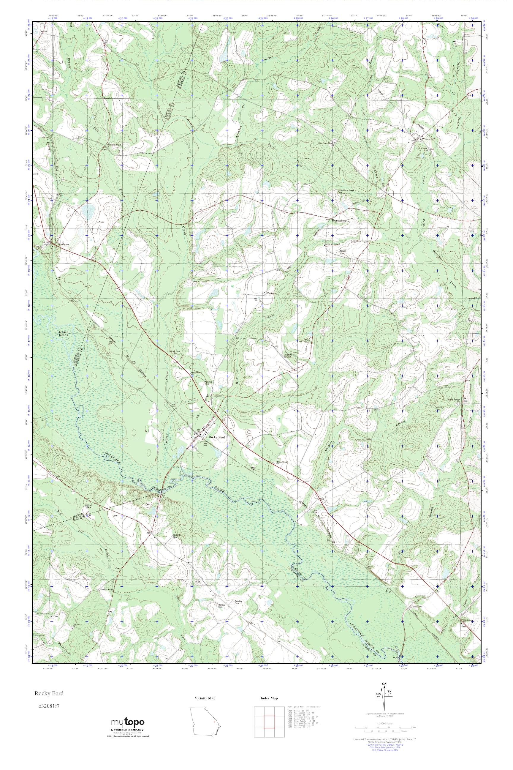 MyTopo Rocky Ford, USGS Quad Topo Map