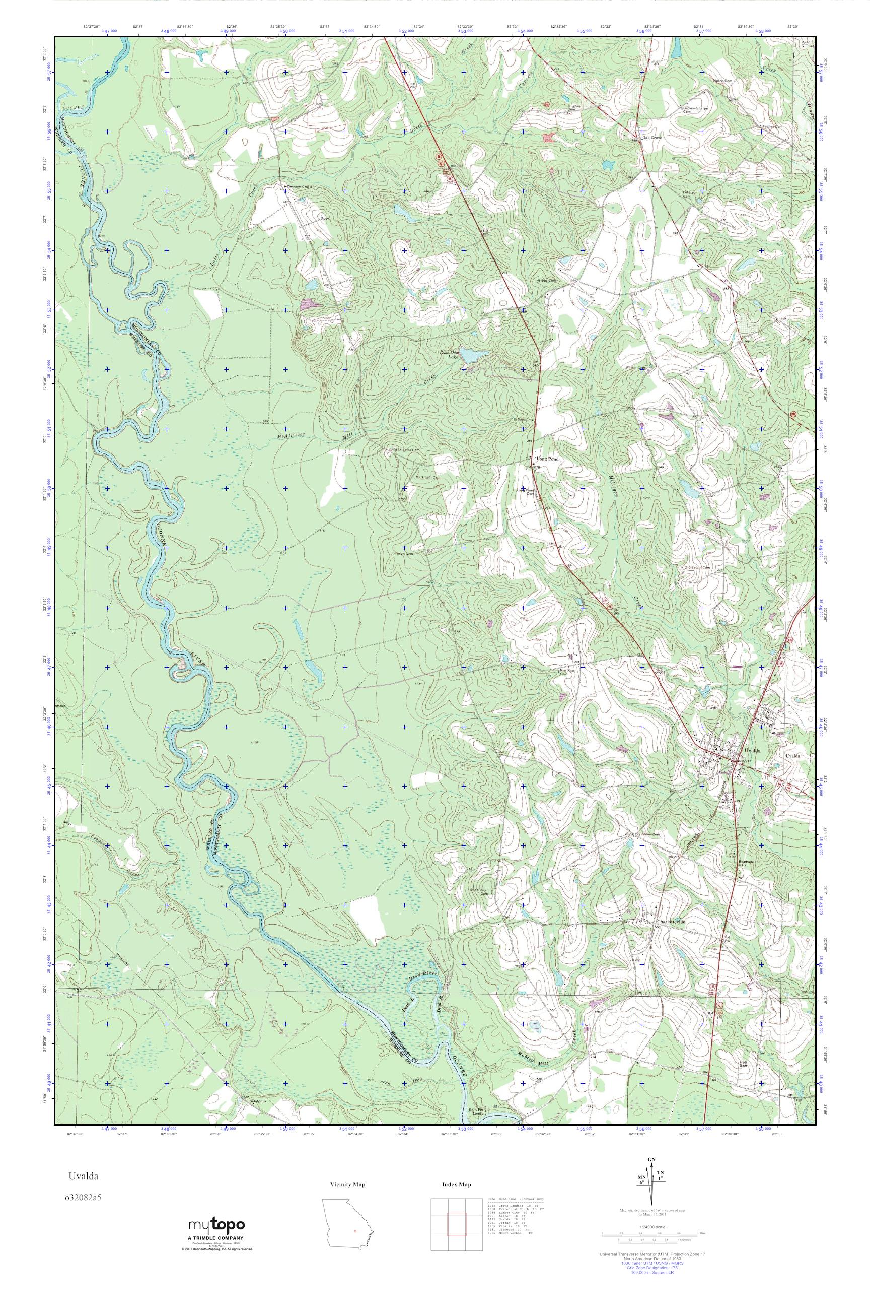 MyTopo Uvalda, USGS Quad Topo Map