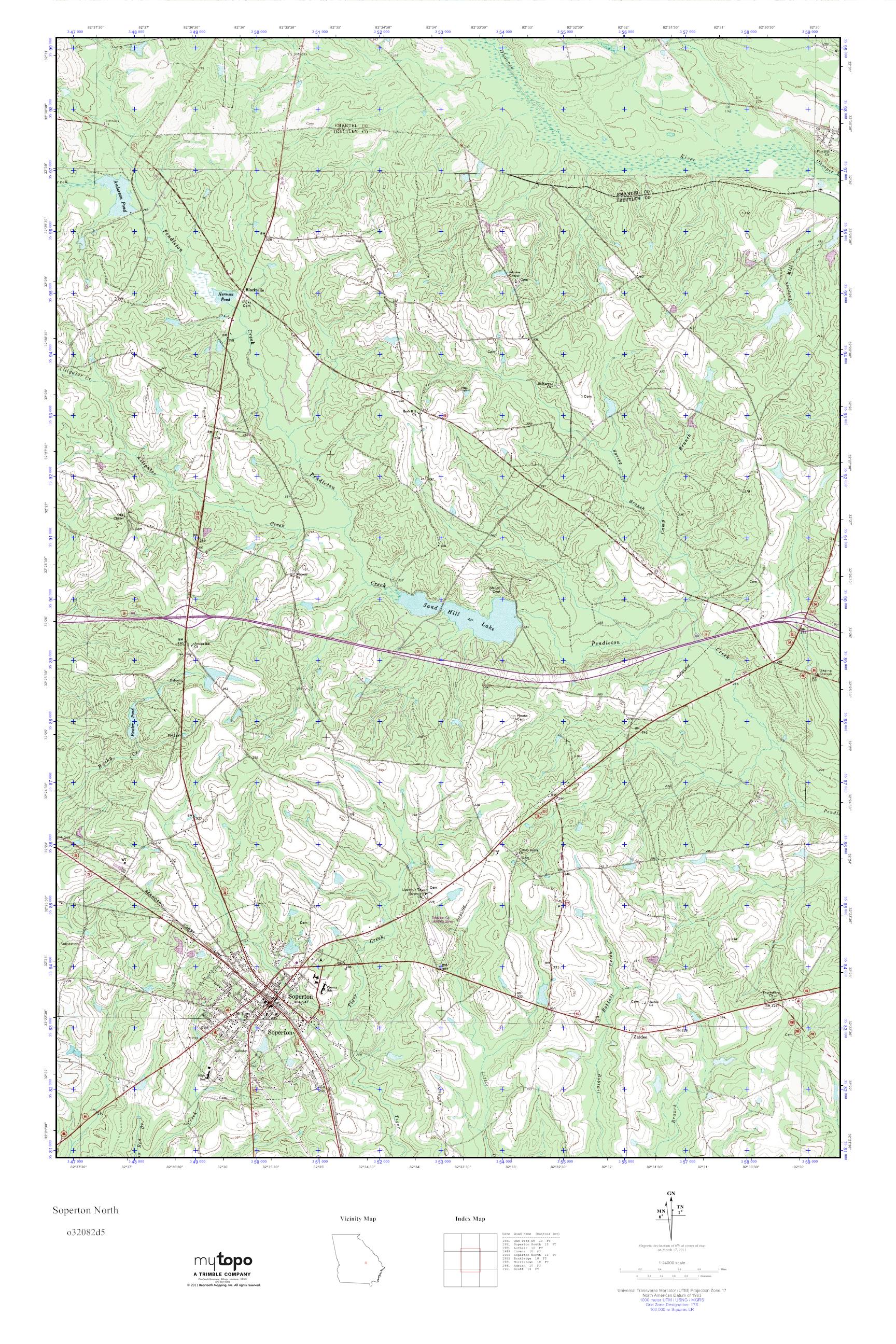 MyTopo Soperton North, USGS Quad Topo Map