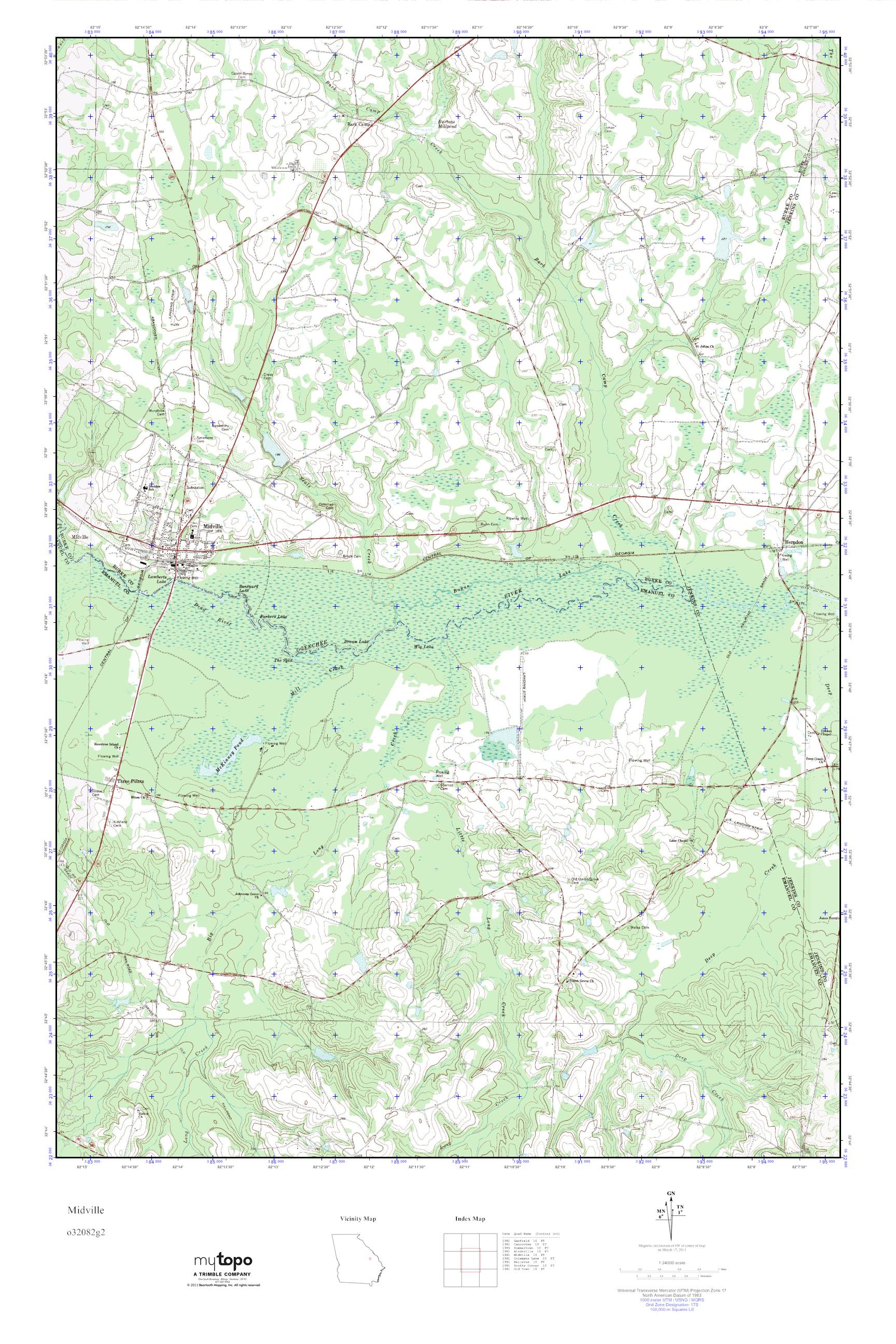 MyTopo Midville, USGS Quad Topo Map