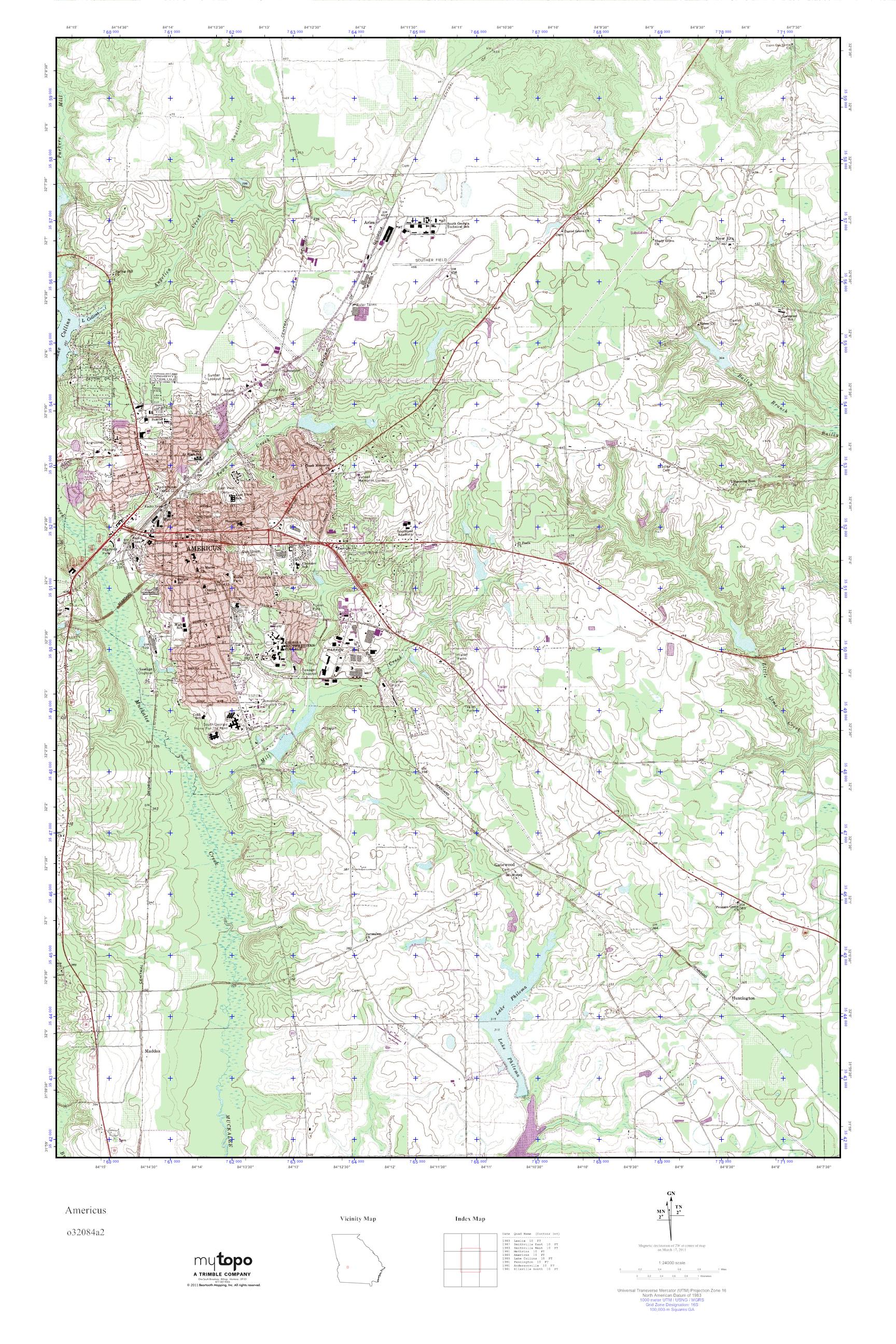 MyTopo Americus, USGS Quad Topo Map