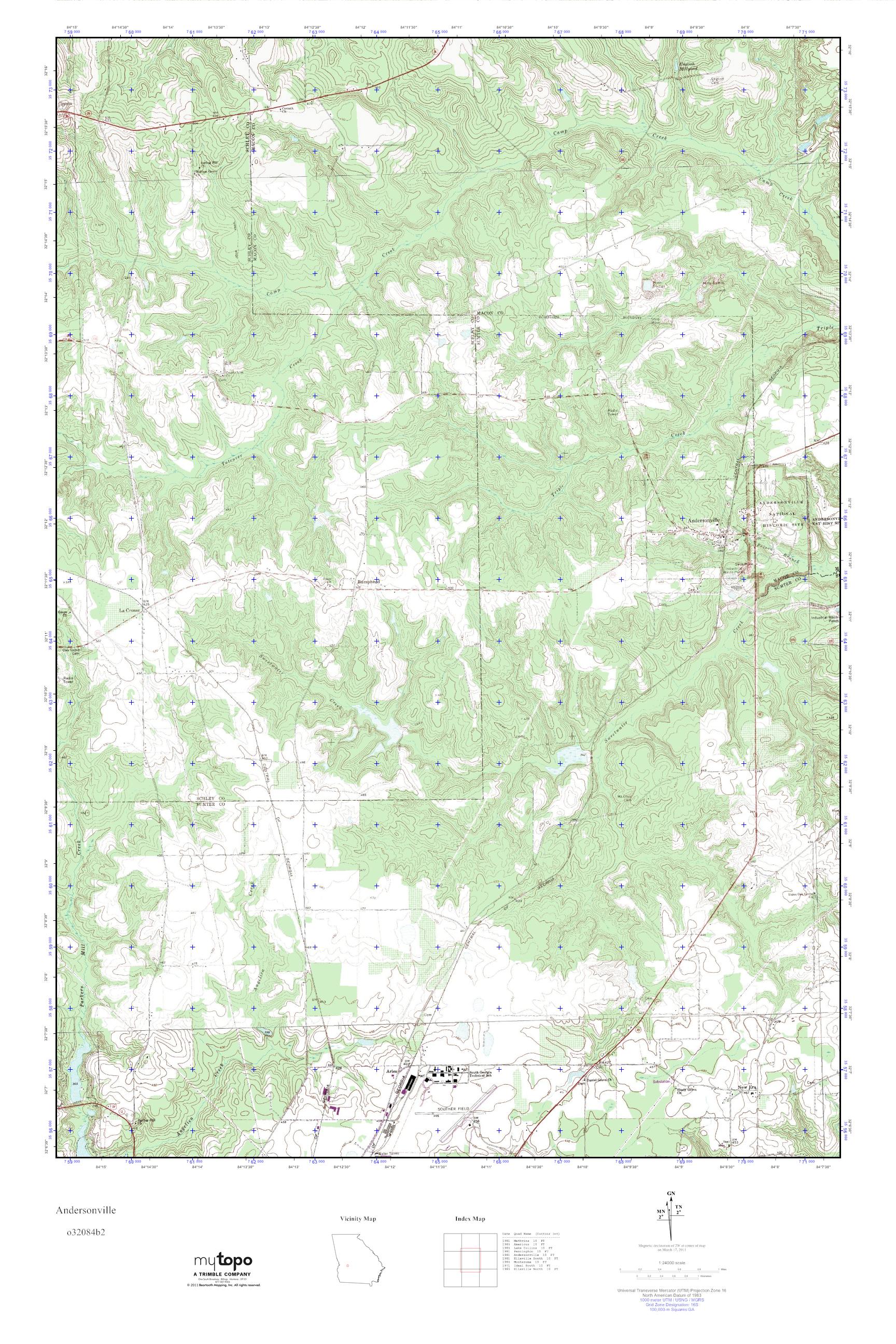 MyTopo Andersonville, USGS Quad Topo Map