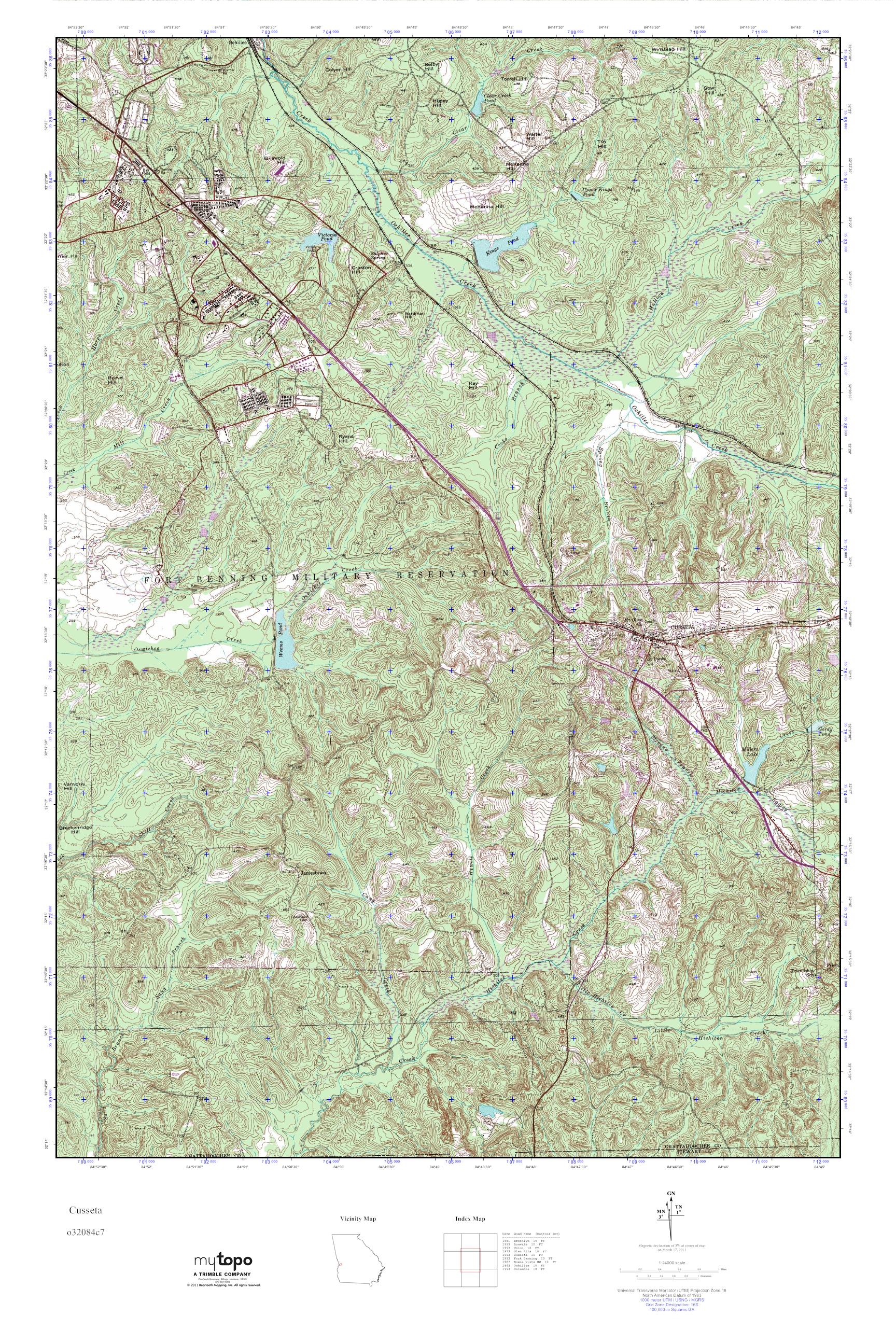 MyTopo Cusseta, USGS Quad Topo Map