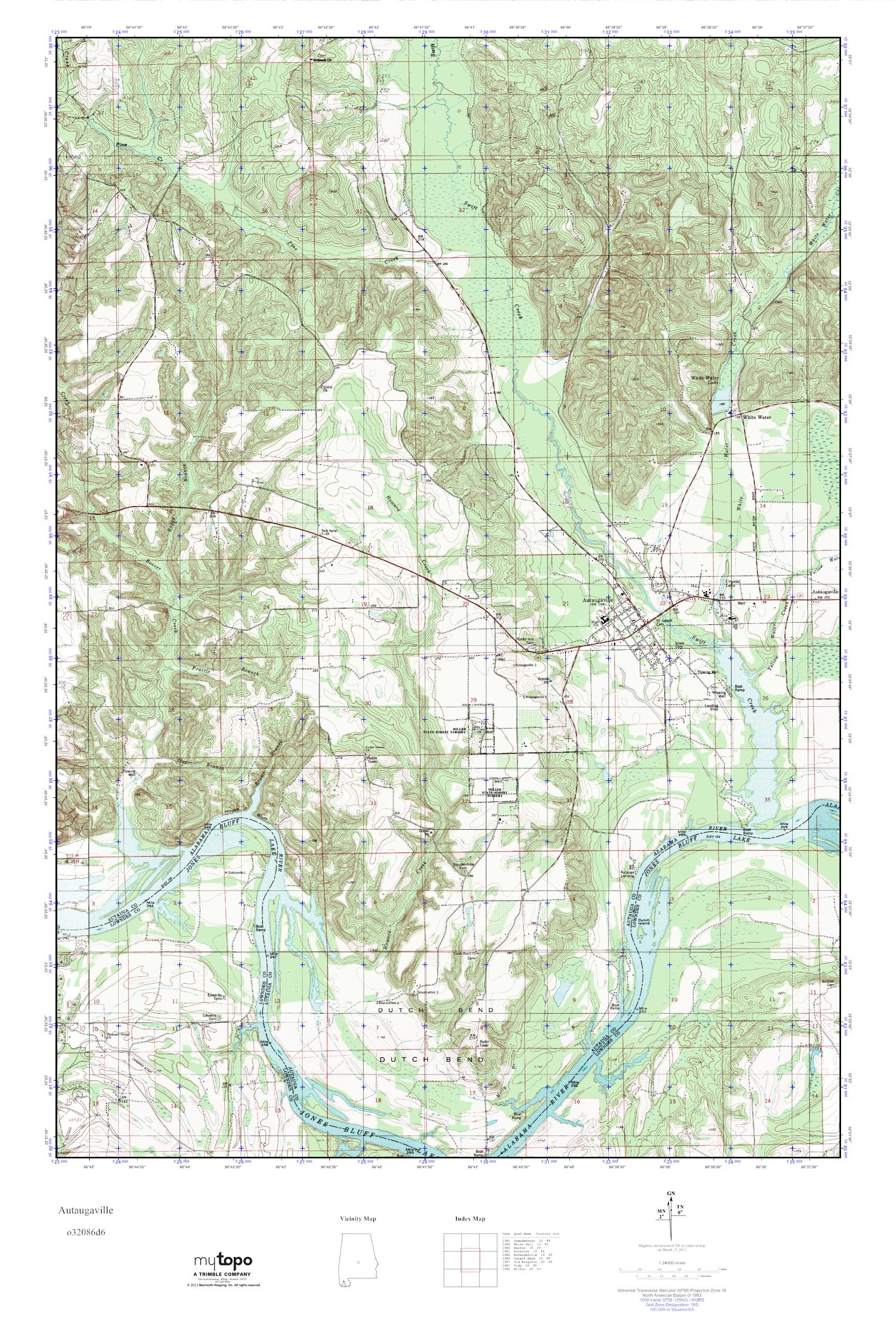 MyTopo Autaugaville, Alabama USGS Quad Topo Map
