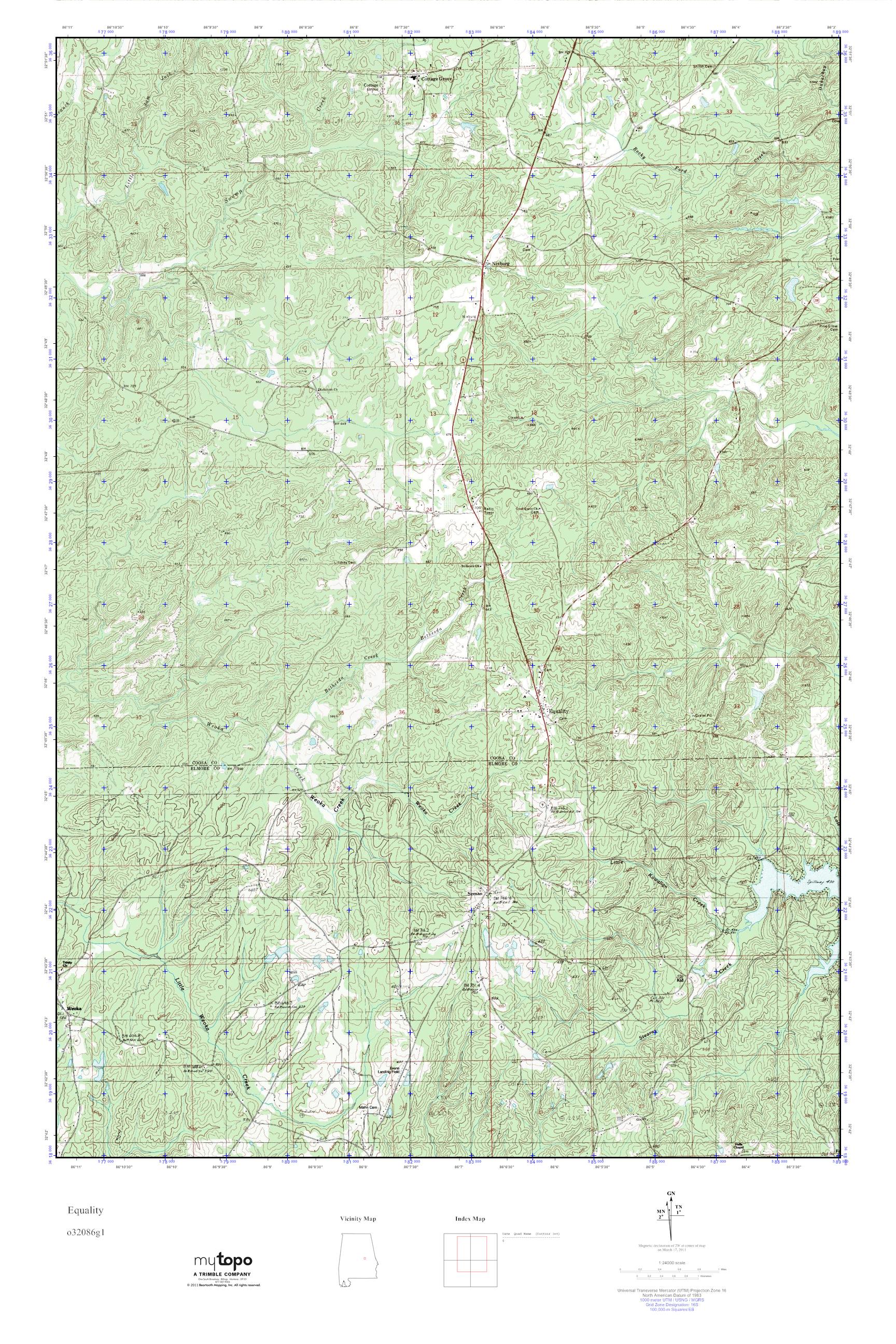 MyTopo Equality, Alabama USGS Quad Topo Map