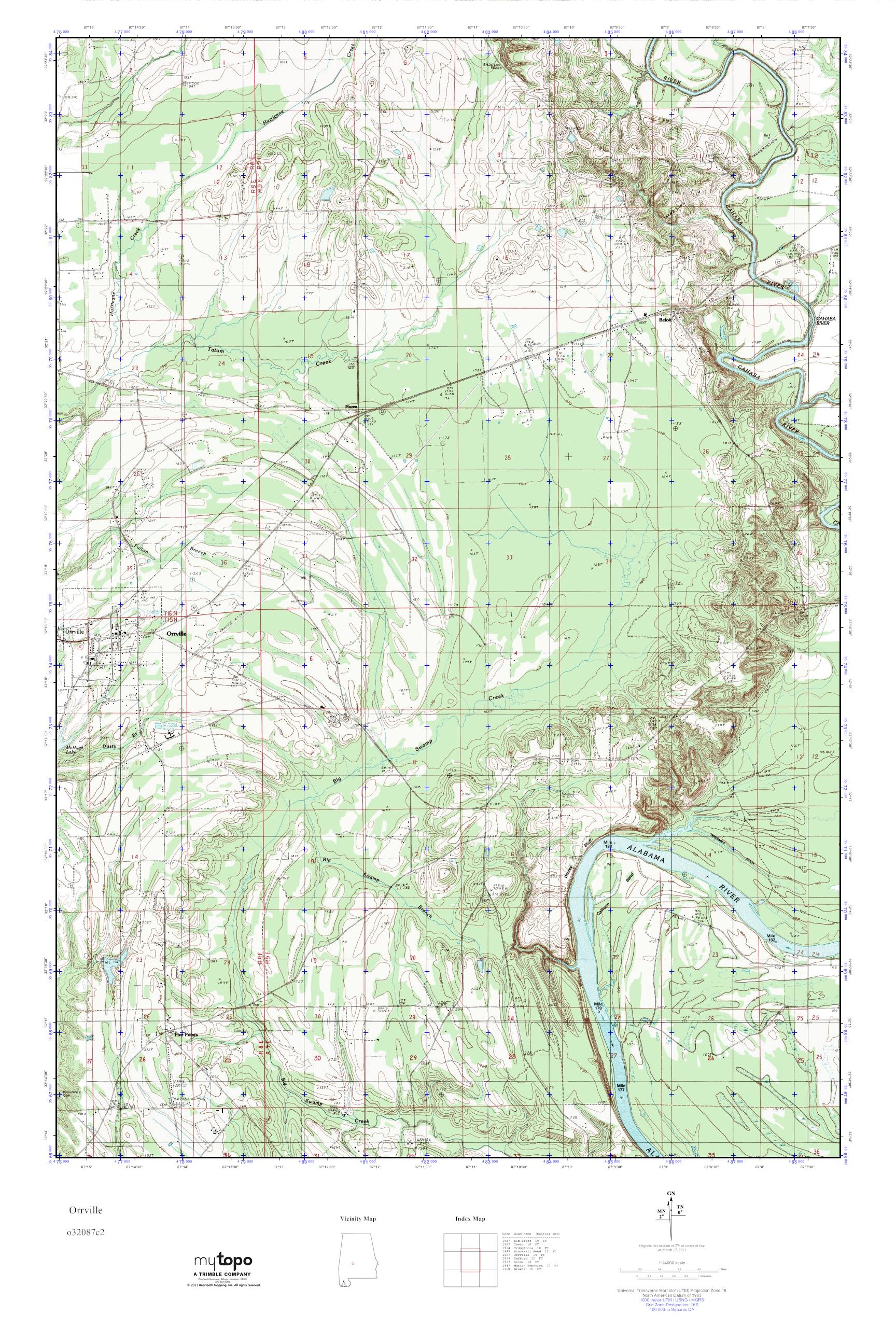 MyTopo Orrville, Alabama USGS Quad Topo Map